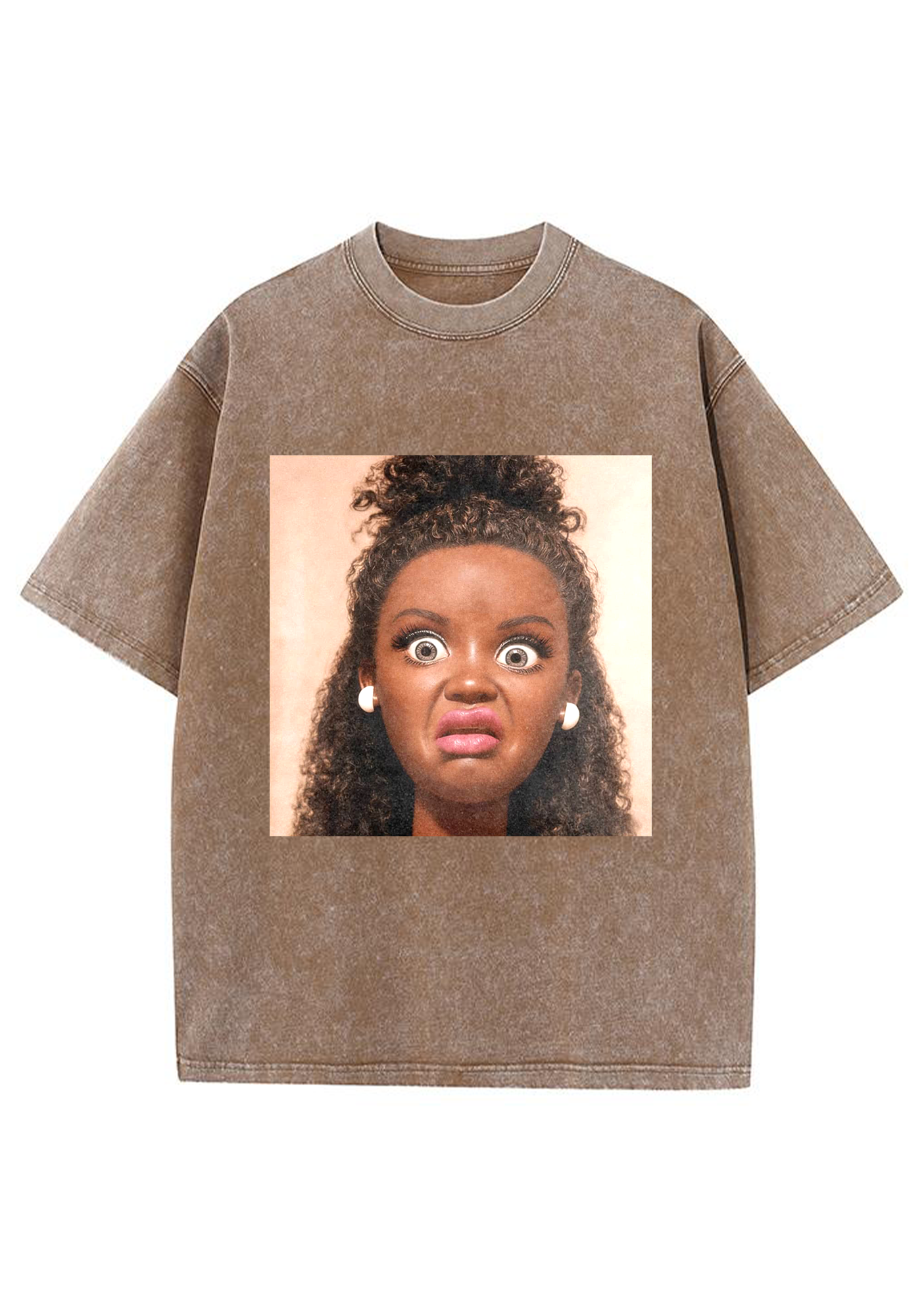 Shocked Face Doll Funny Washed Tee