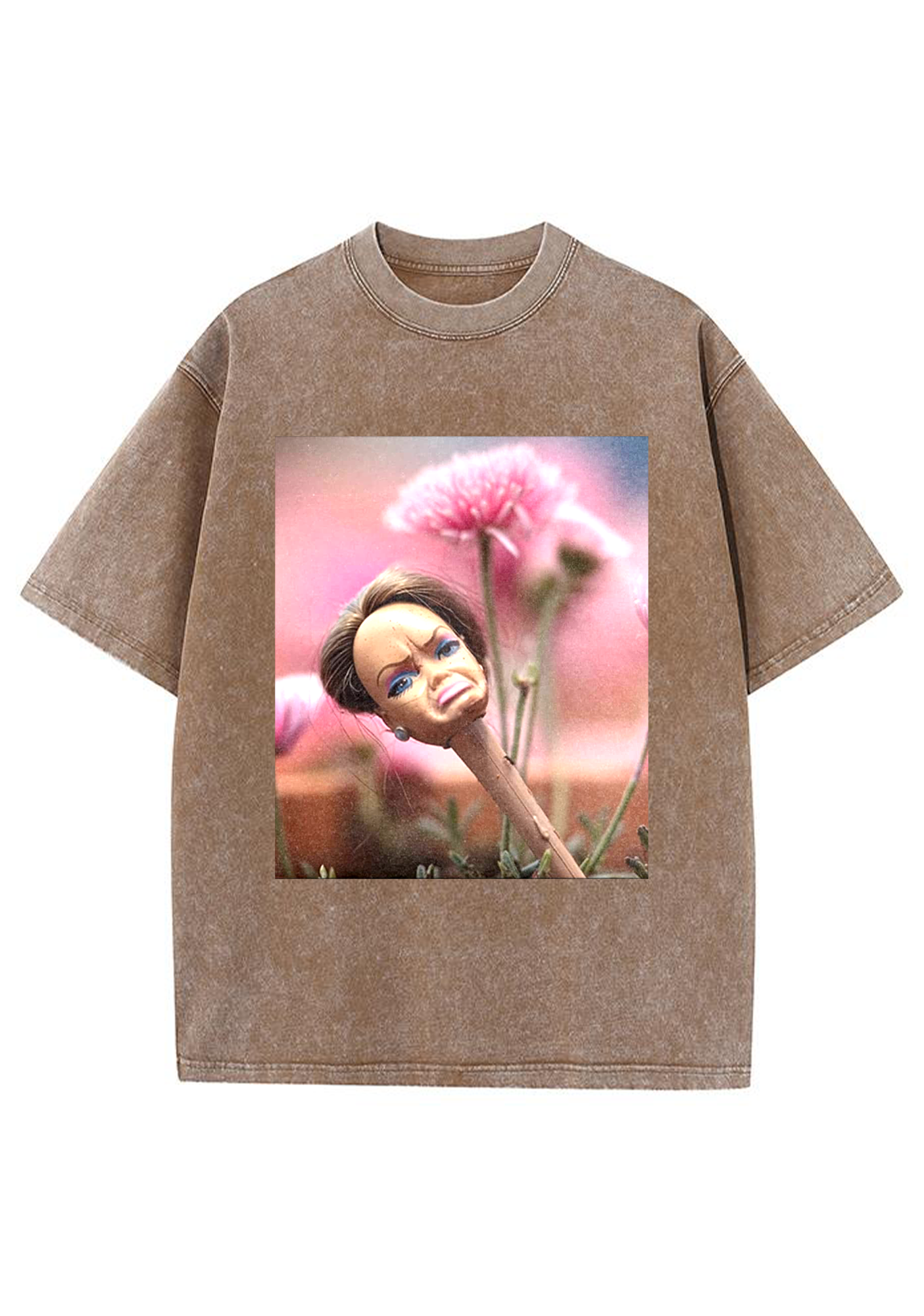 Pouty Barbie Flowerbed Meme Y2K Washed Tee