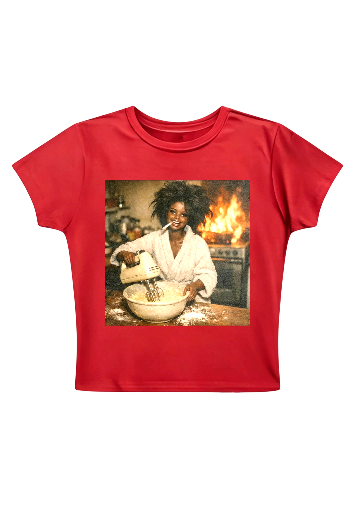 Fire Baker Funny Print Y2K Baby Tee