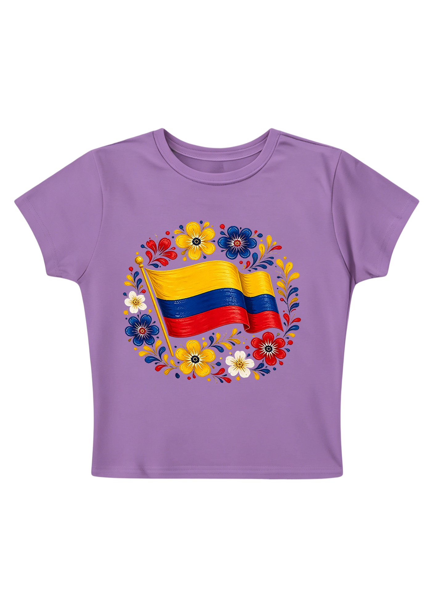 Colombian Flag Folk Art Floral Y2K Baby Tee