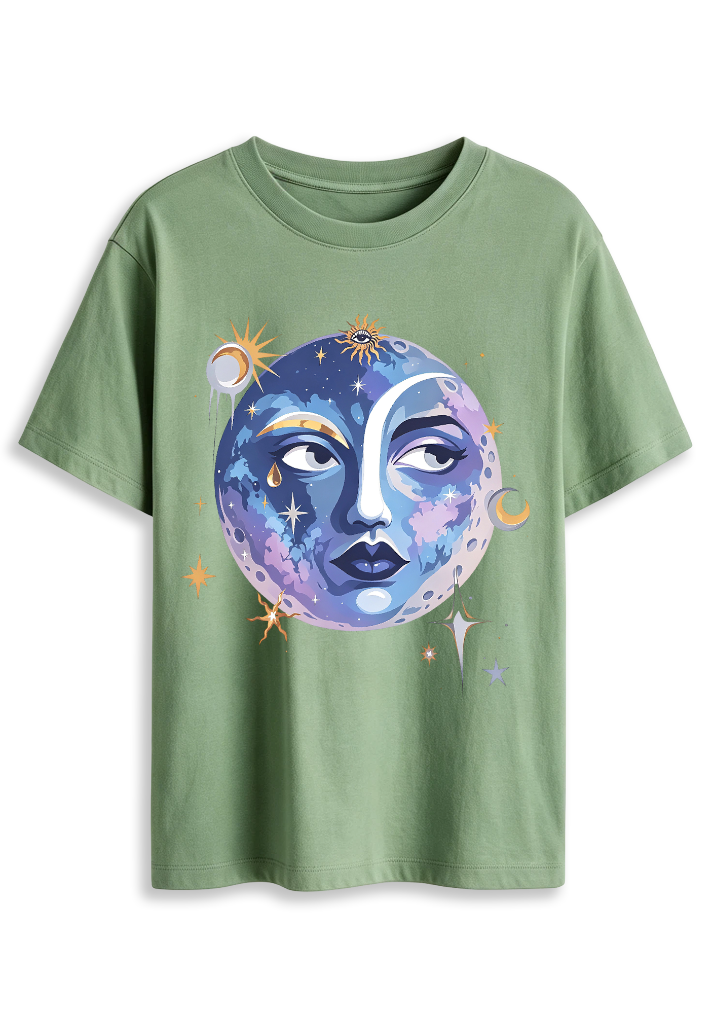 Purple Blue Planet Star Mystic Casual Graphic T-Shirt