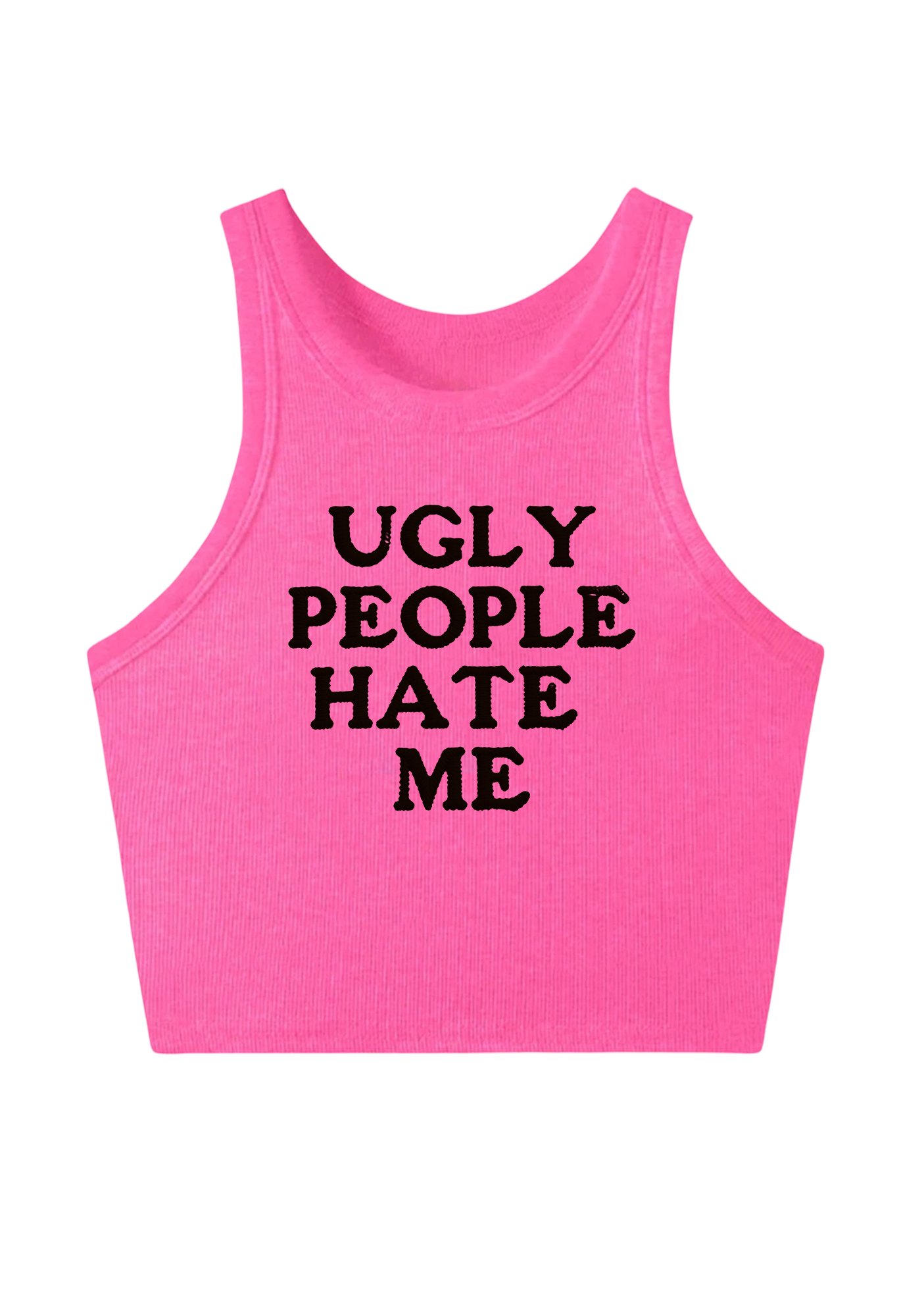 Ugly People Hate Me Embroidery Y2K Crop Tank Top