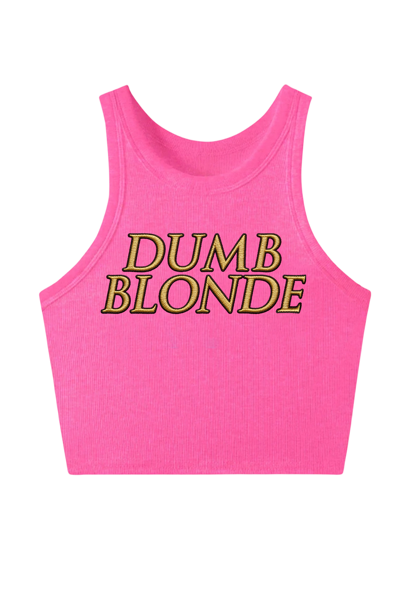 Dumb Blonde Embroidery Y2K Crop Tank Top
