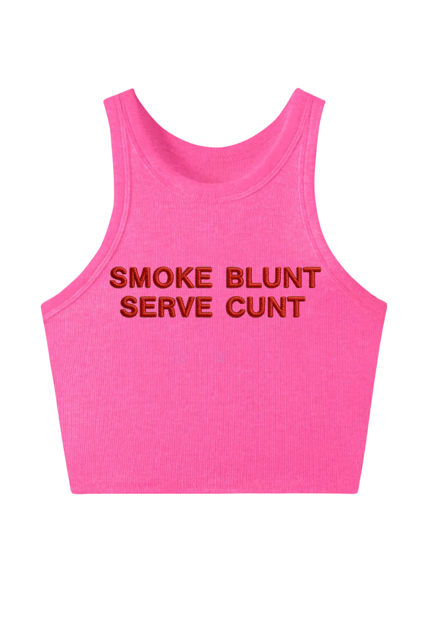 Smoke Blunt Serve Cunt Embroidery Y2K Crop Tank Top