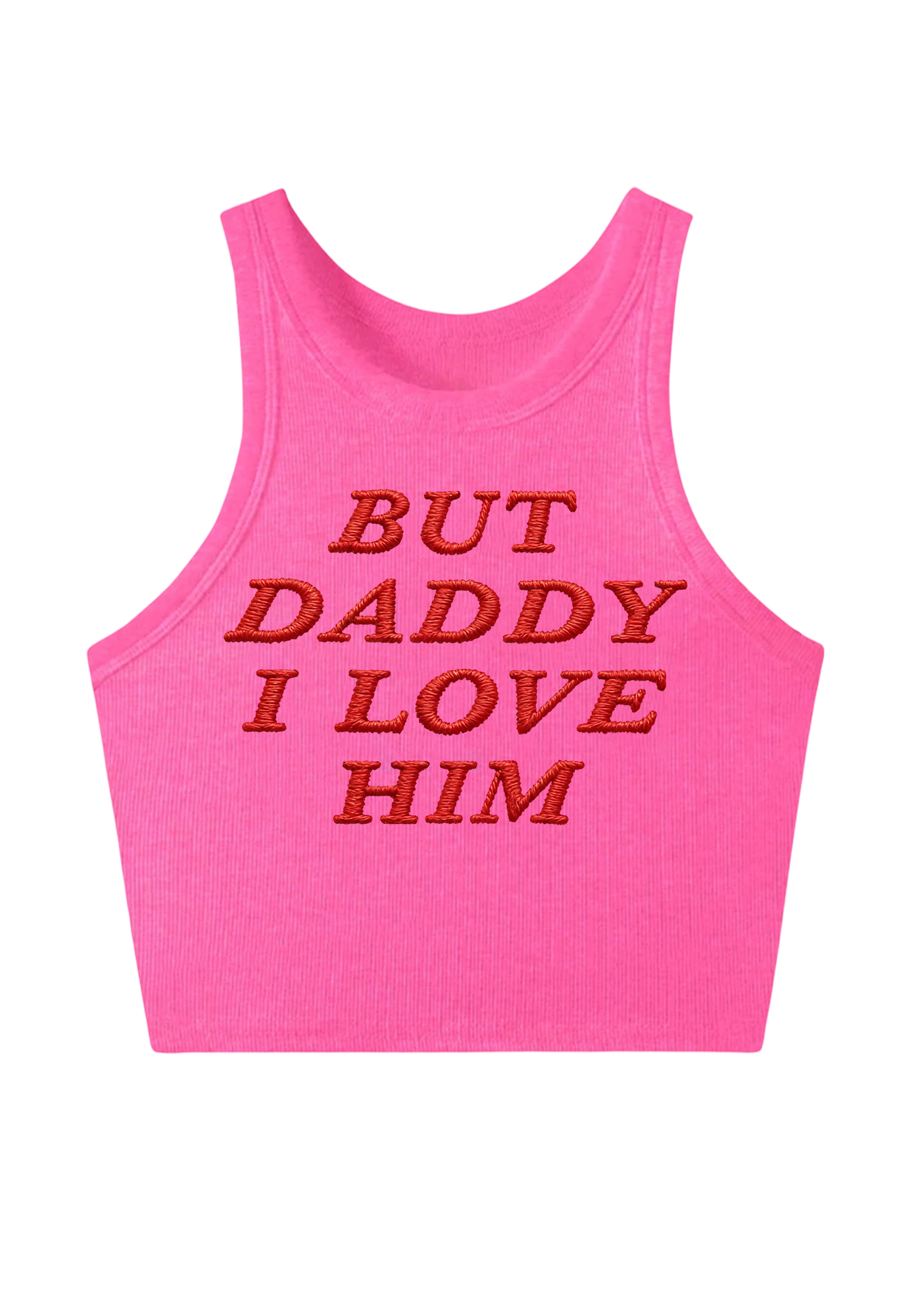 Daddy l love him Embroidery Y2K Crop Tank Top