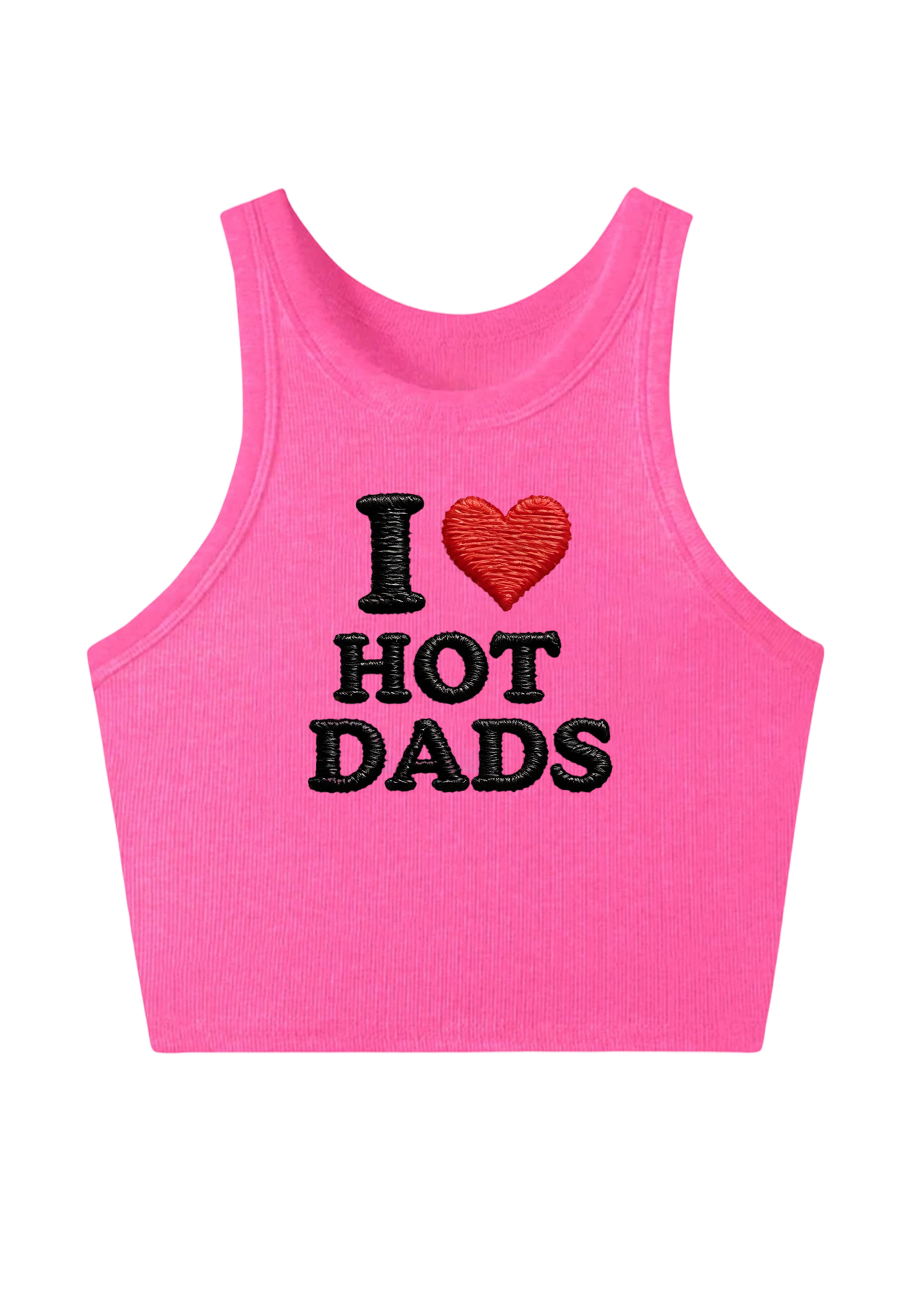 l love Hot Dad Embroidery Y2K Crop Tank Top