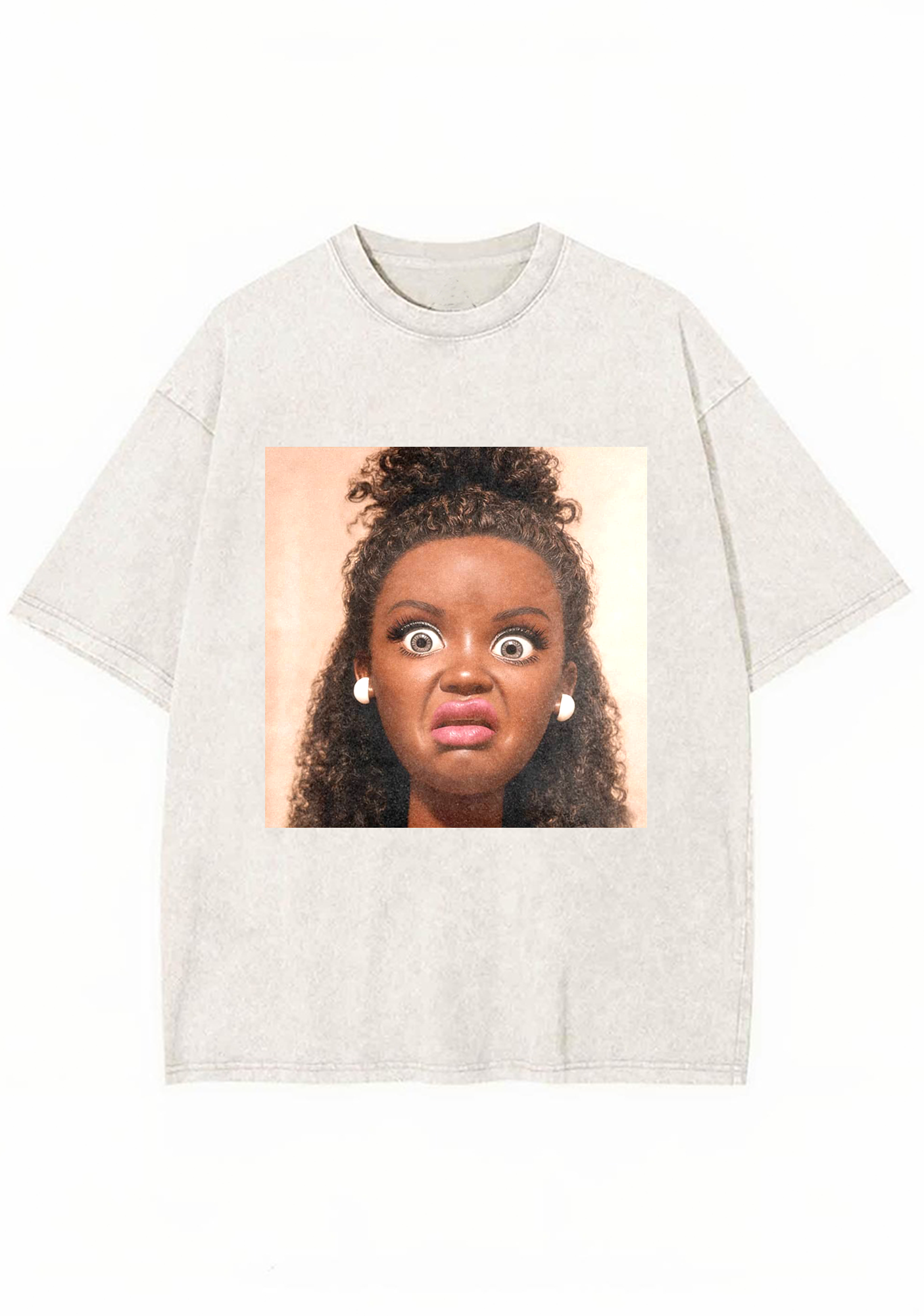 Shocked Face Doll Funny Washed Tee
