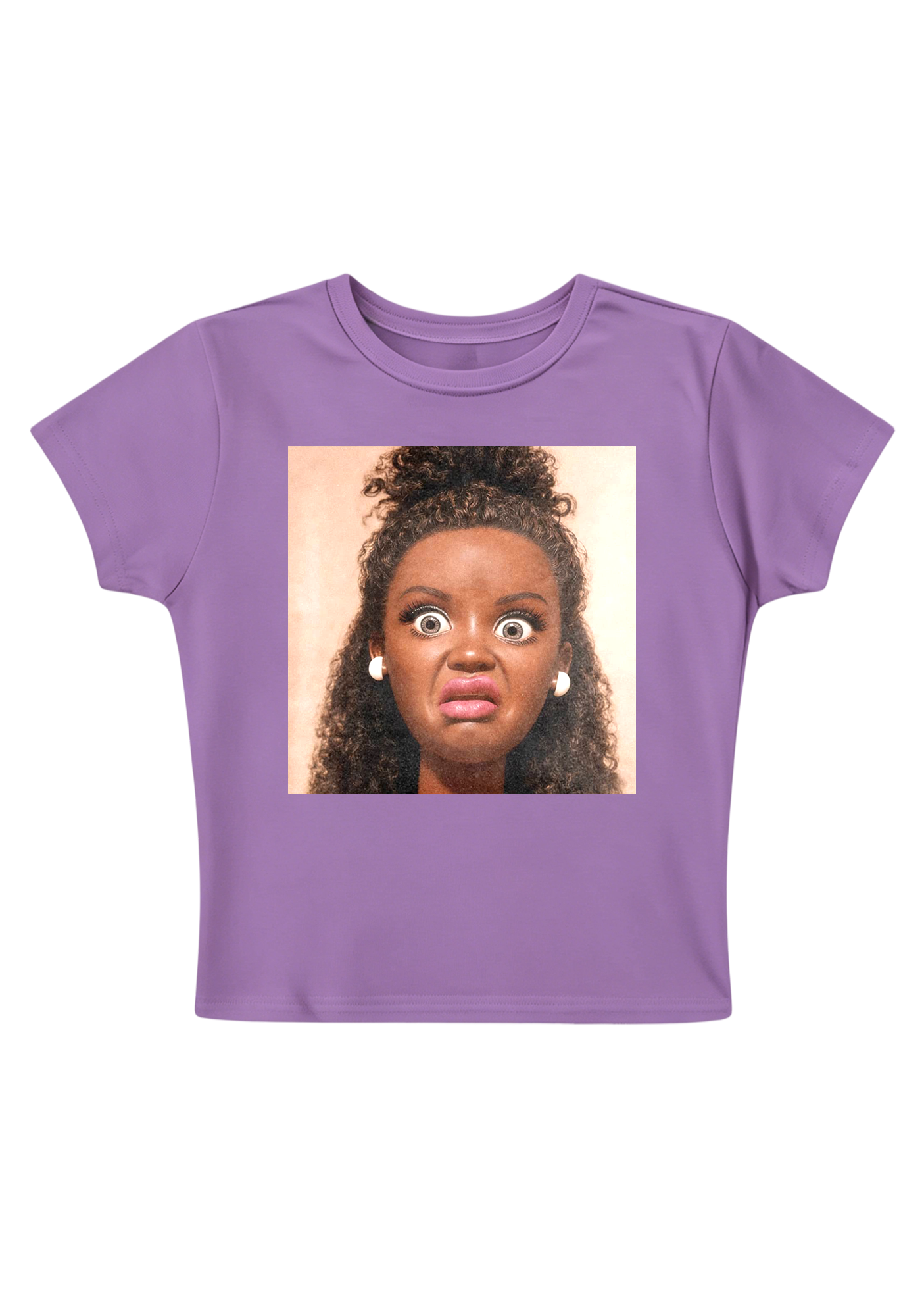 Shocked Face Doll Funny Y2K Baby Tee