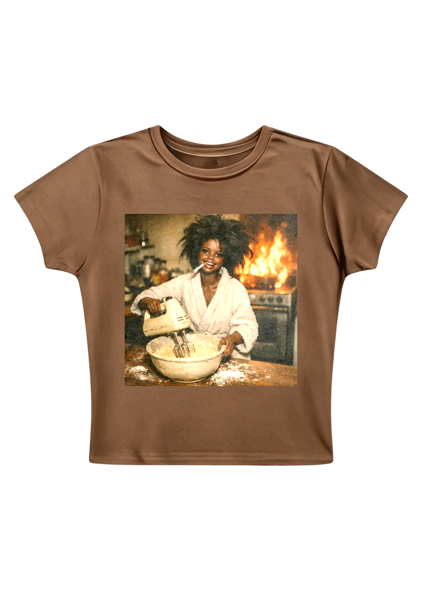 Fire Baker Funny Print Y2K Baby Tee