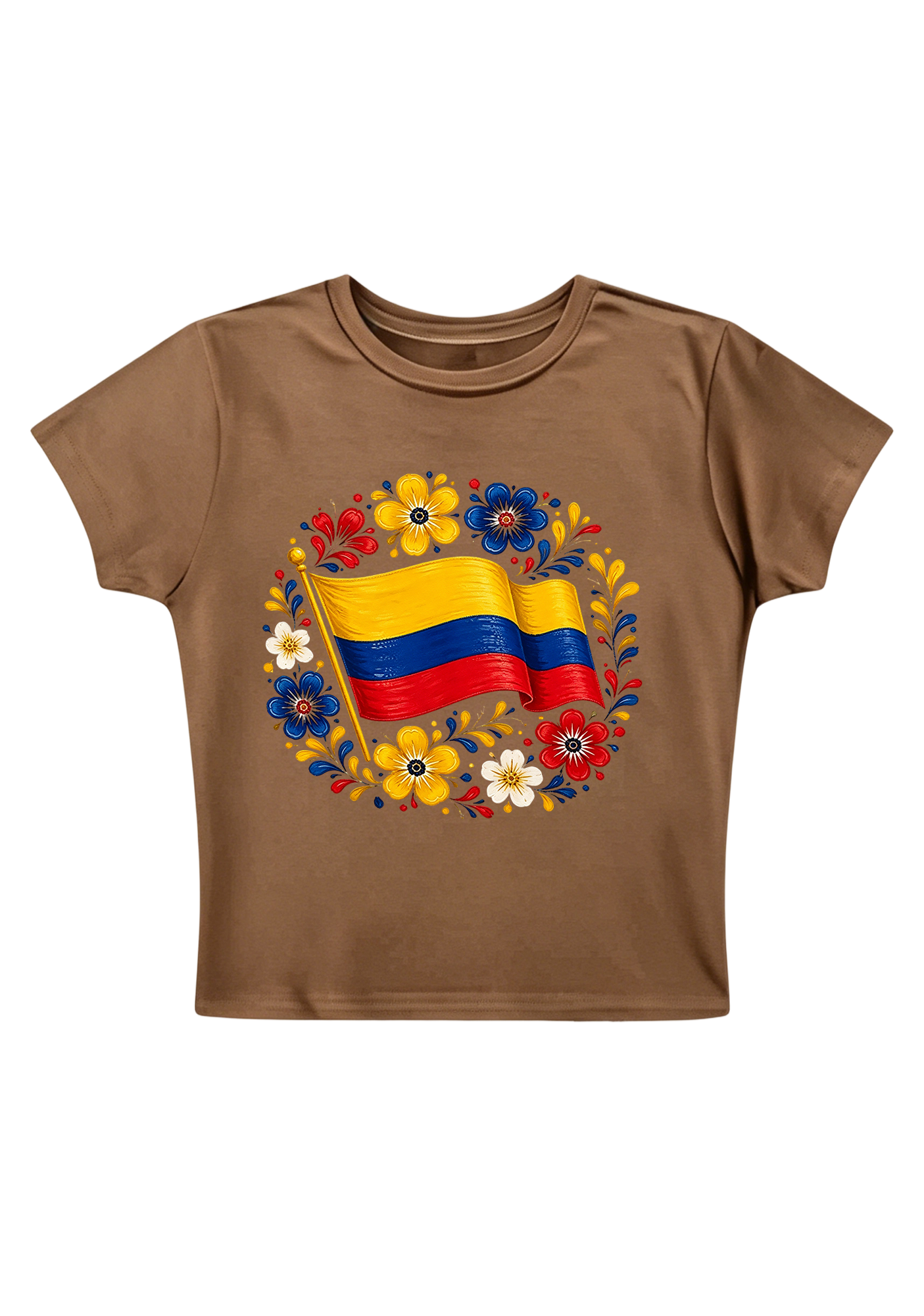 Colombian Flag Folk Art Floral Y2K Baby Tee