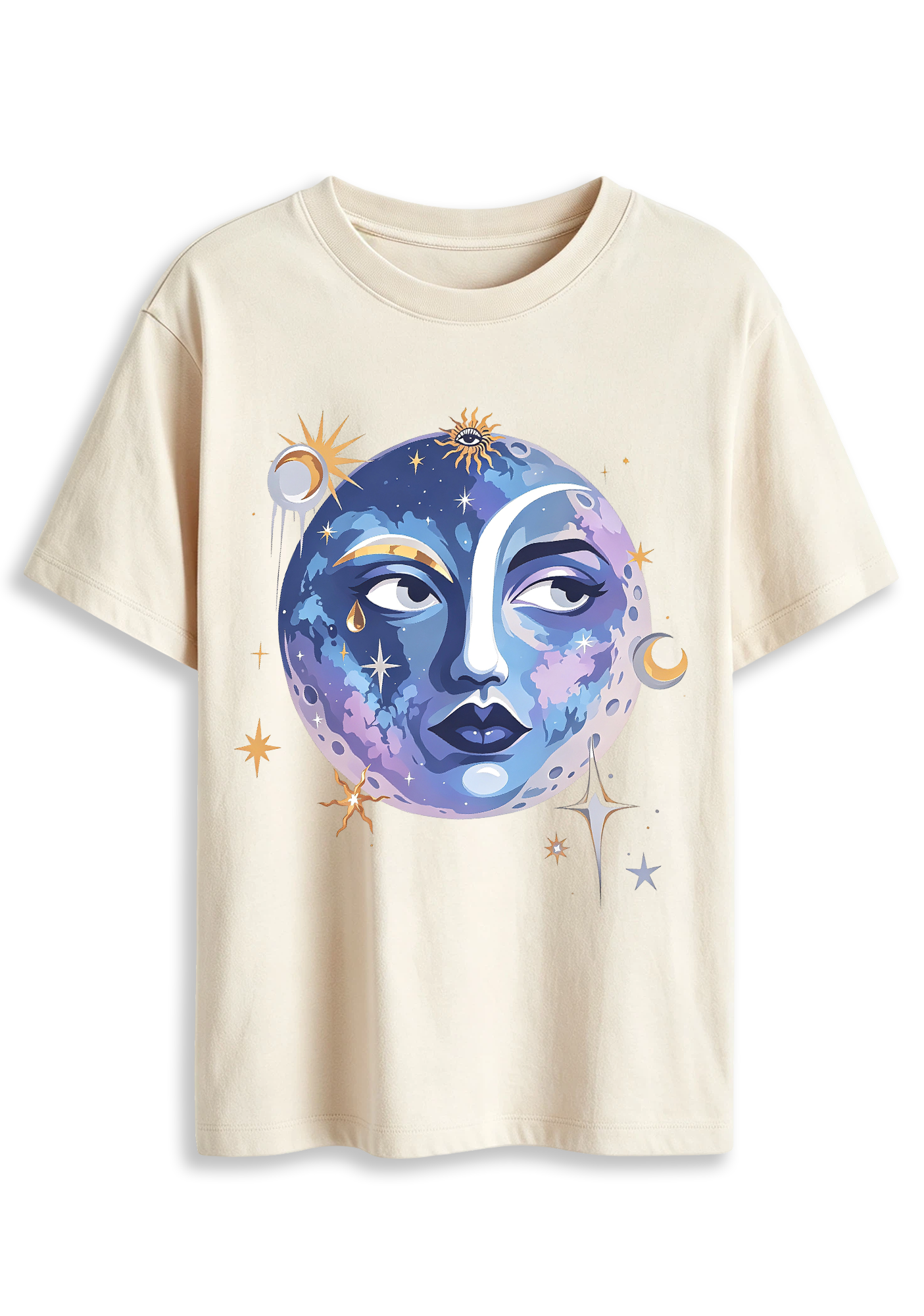 Purple Blue Planet Star Mystic Casual Graphic T-Shirt