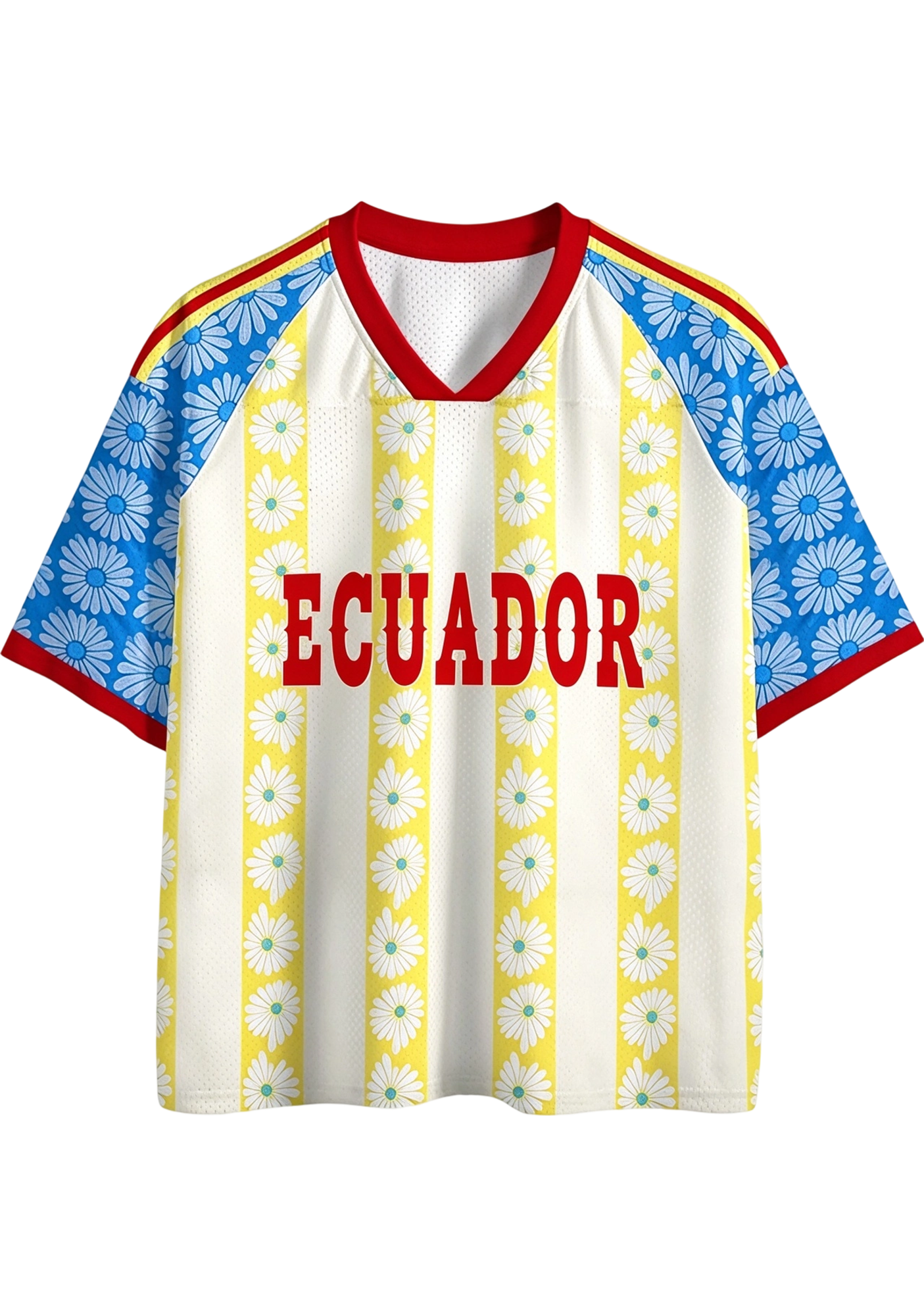 Ecuador Floral Daisy Mesh Jersey Shirt