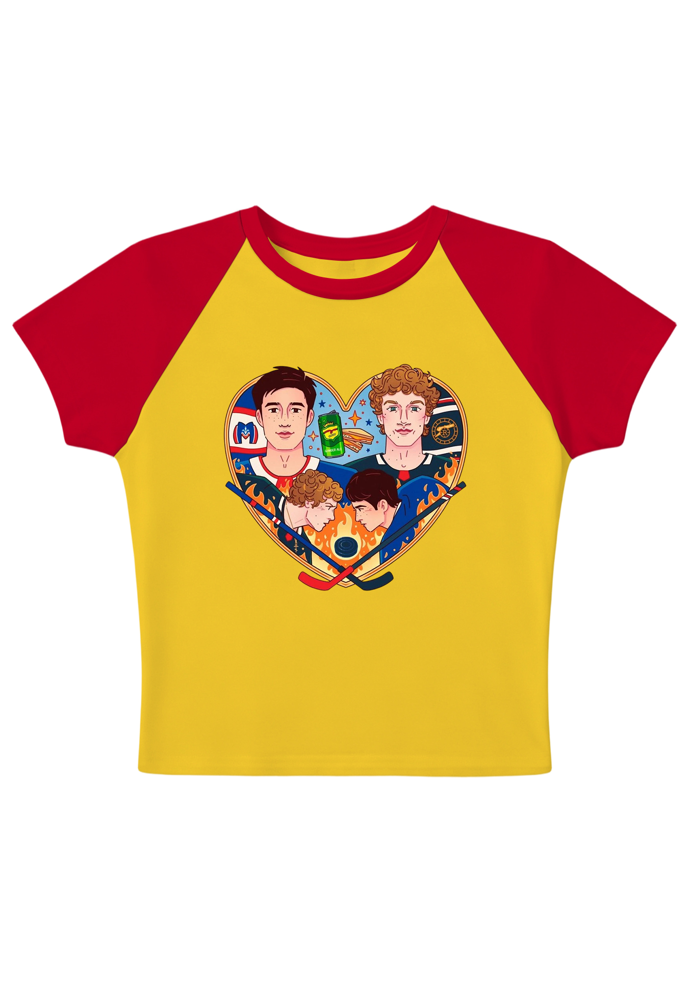 Hockey Boys Heart Graphic Y2K Baby Tee