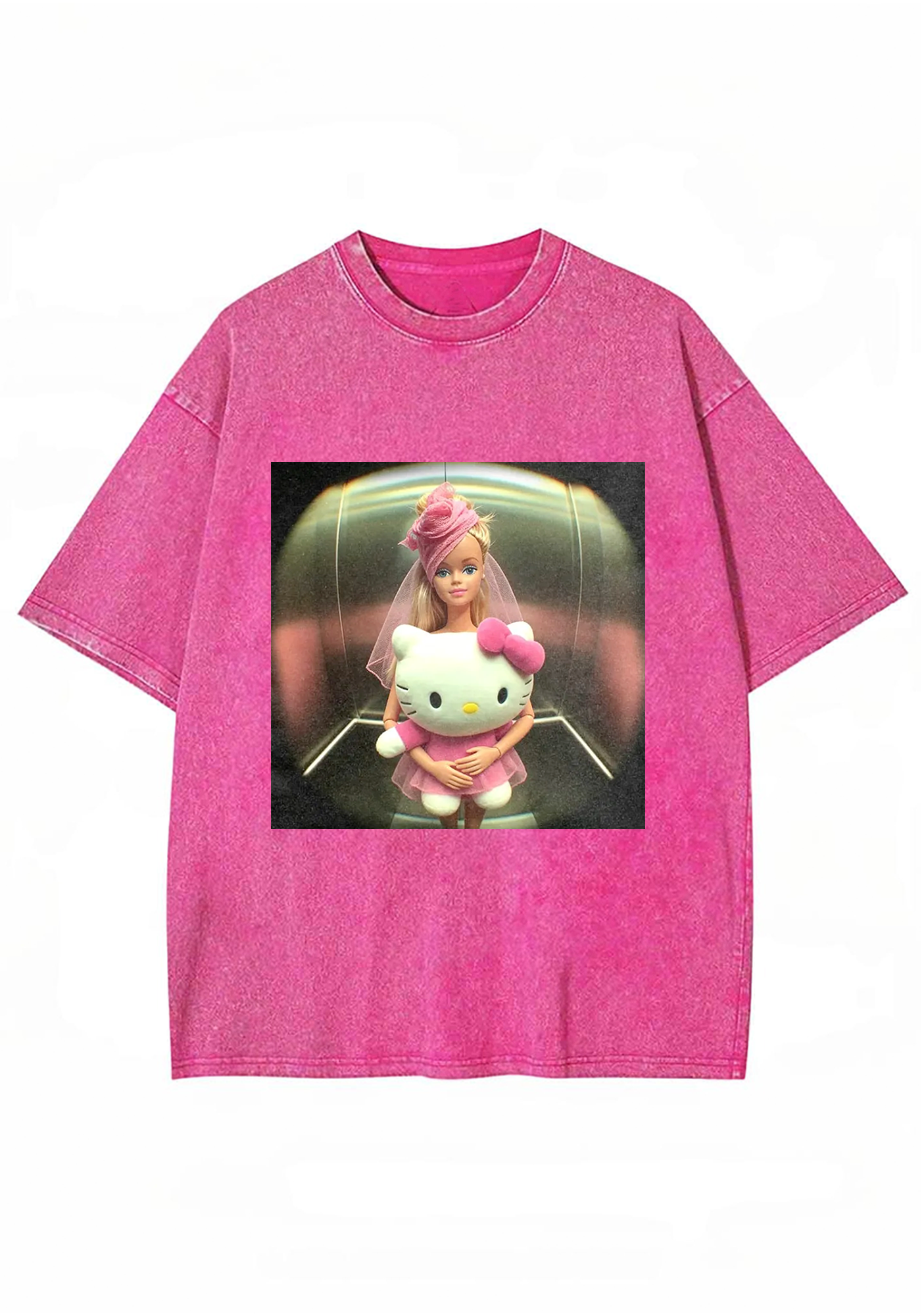 Vintage Barbie X HK Fisheye Print Y2K Washed Tee