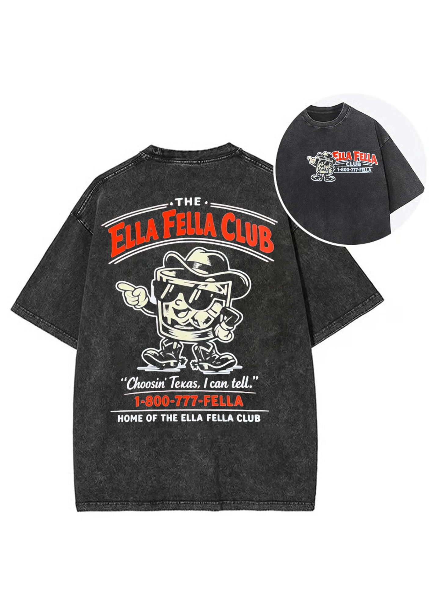 The Ella Fella Club Retro Texas Cartoon Y2K Washed Tee