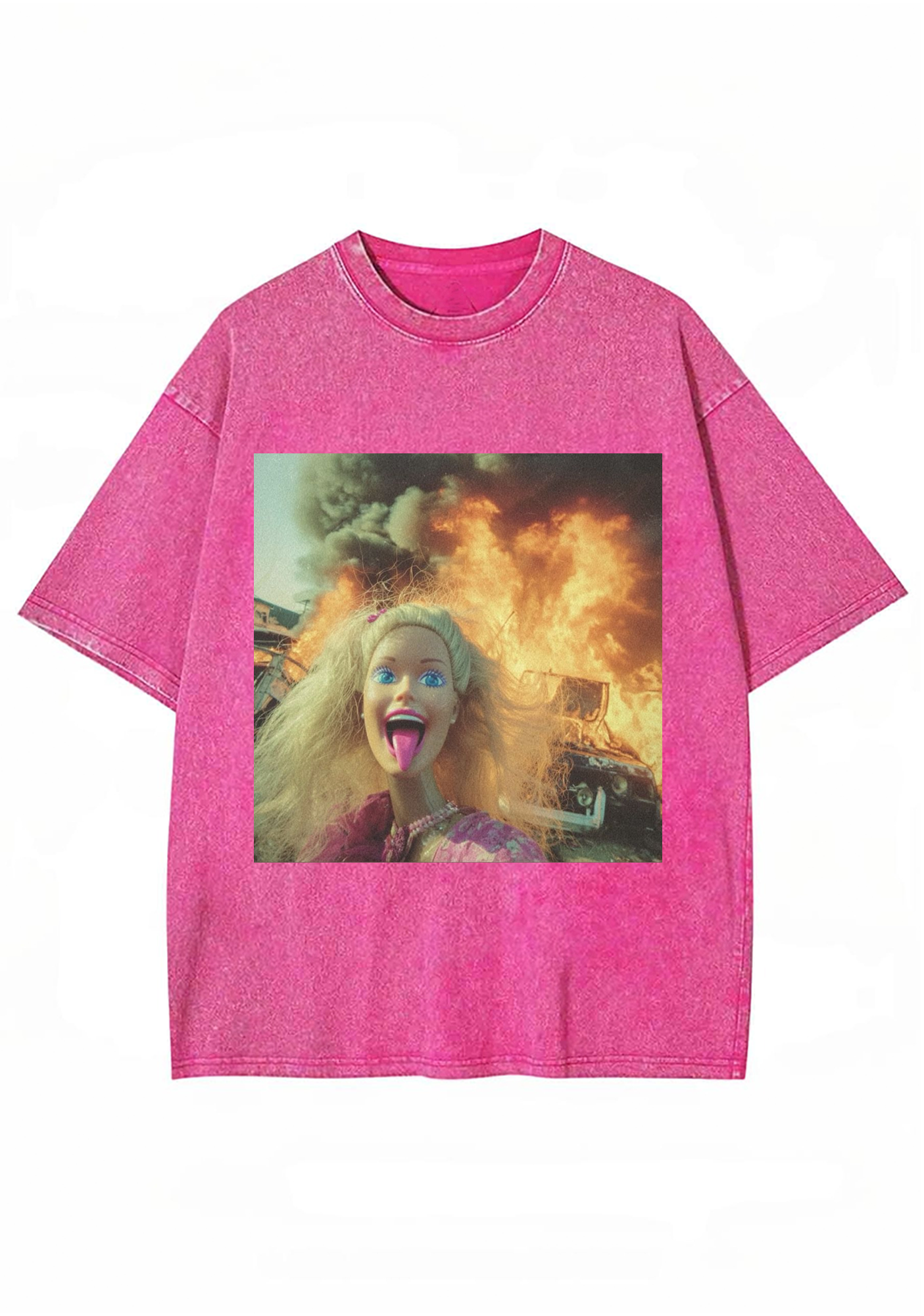 Fire Disaster Barbie Y2K Washed Tee