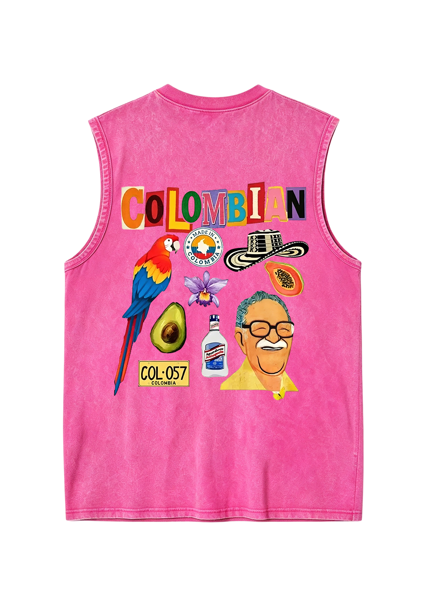 Colombian Culture Collage Graphic Washed Tank