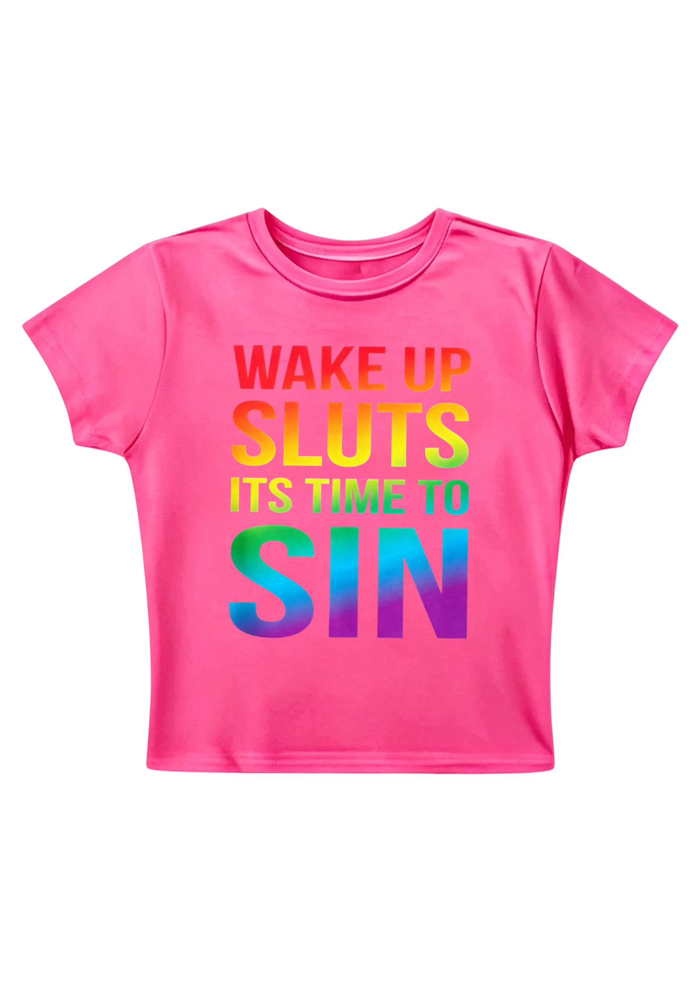 Wake Up Sluts Its Time To Sin Y2K Baby Tee