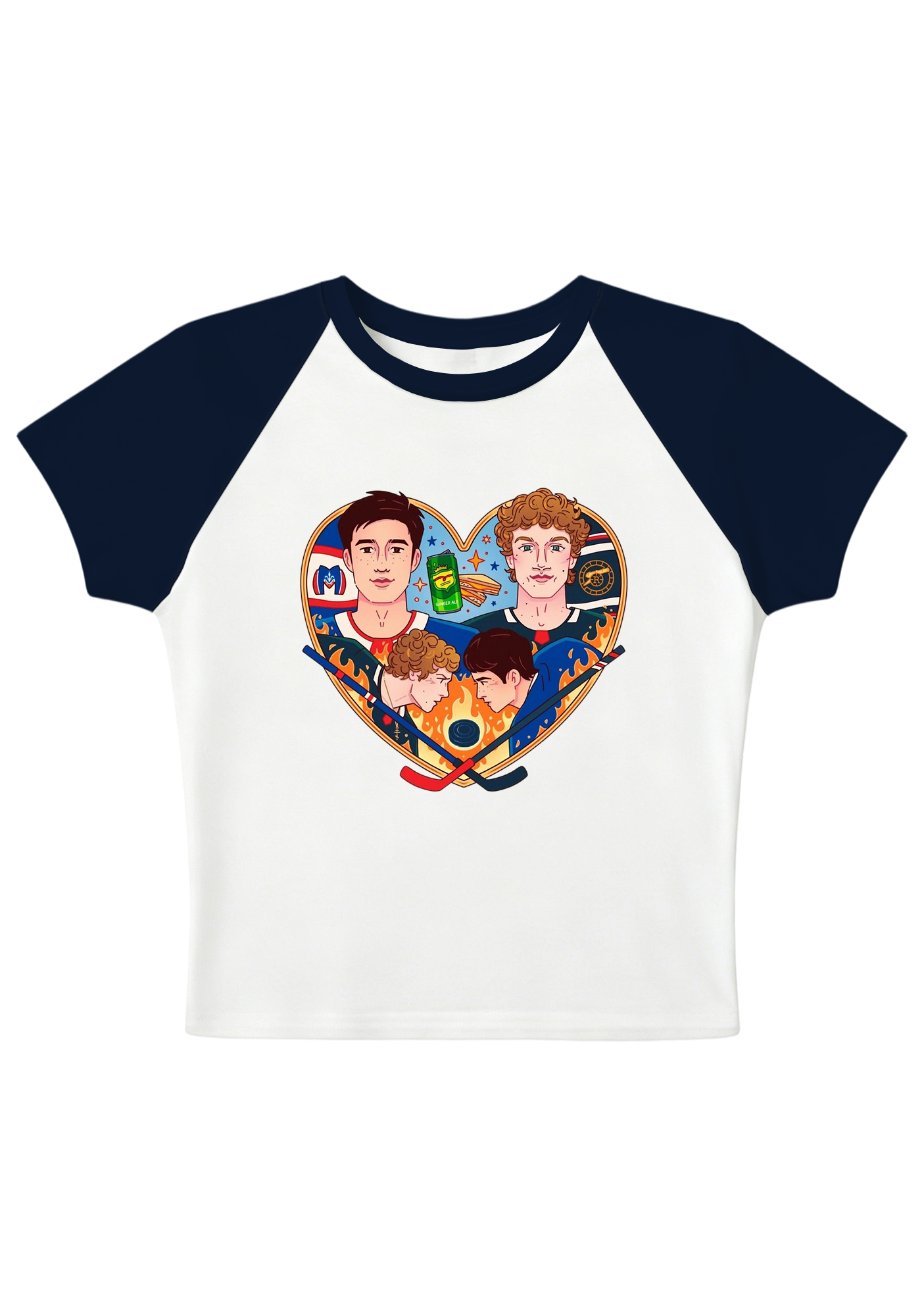 Hockey Boys Heart Graphic Y2K Baby Tee
