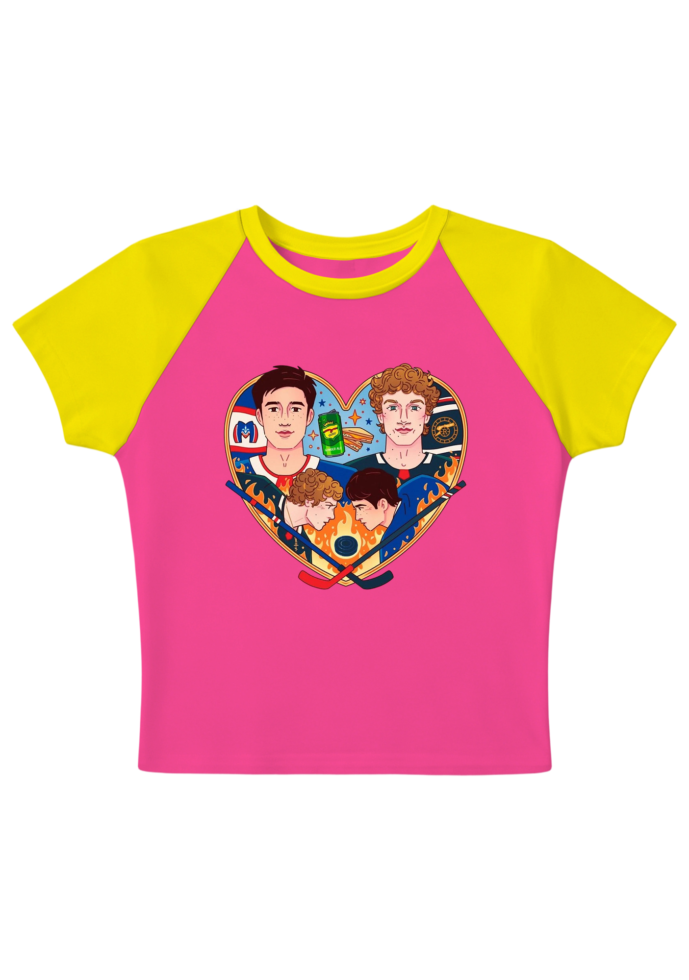 Hockey Boys Heart Graphic Y2K Baby Tee