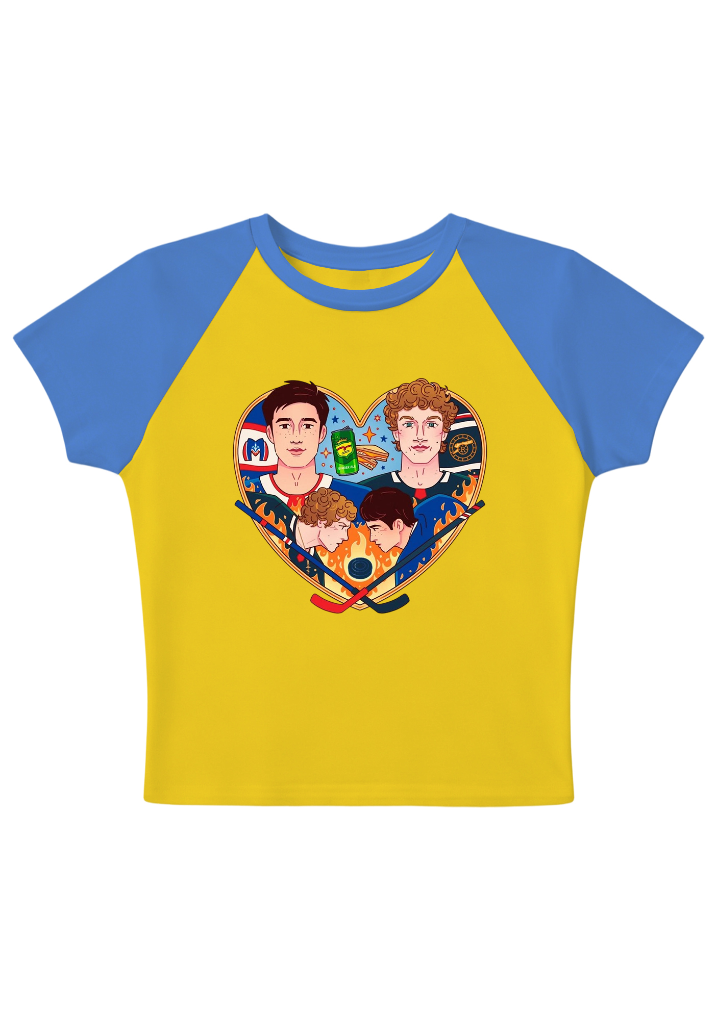 Hockey Boys Heart Graphic Y2K Baby Tee