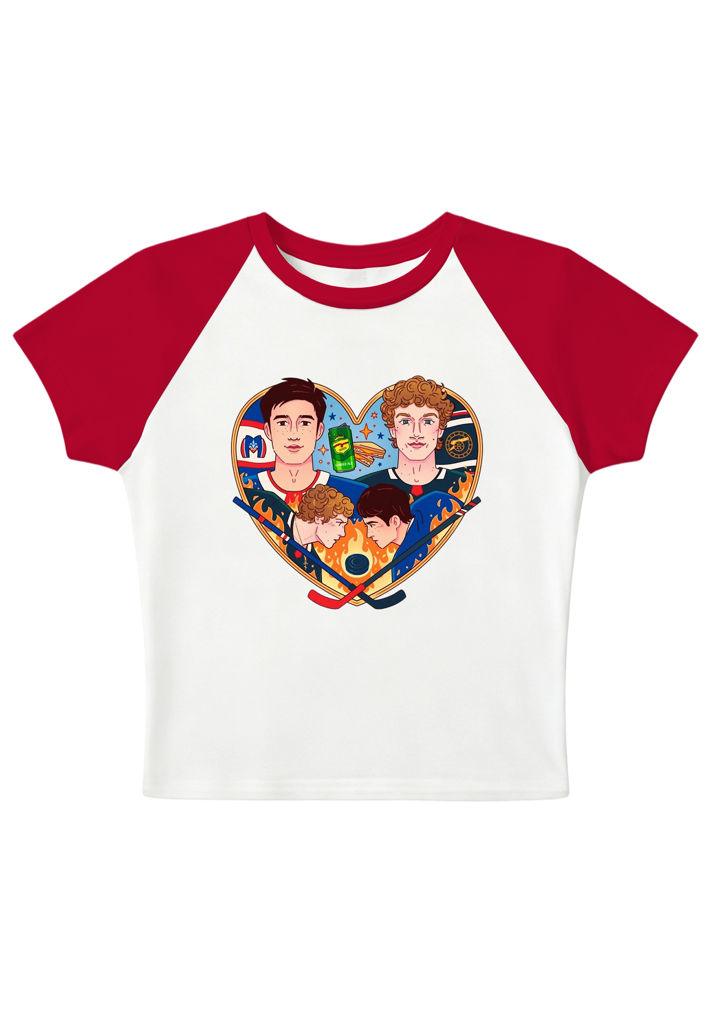 Hockey Boys Heart Graphic Y2K Baby Tee