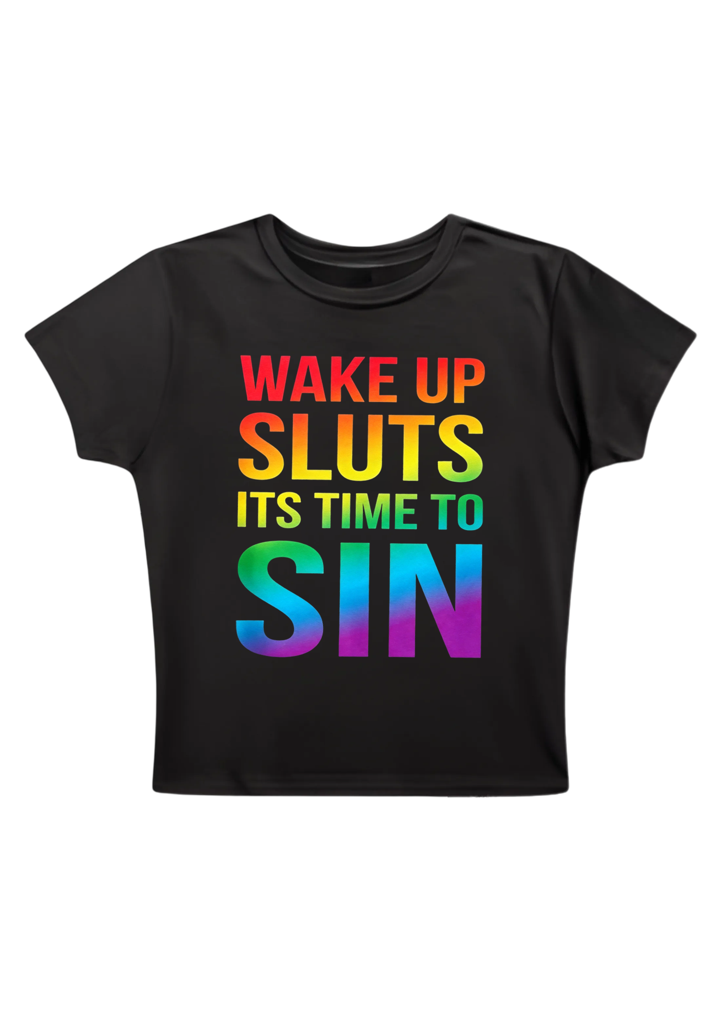 Wake Up Sluts Its Time To Sin Y2K Baby Tee