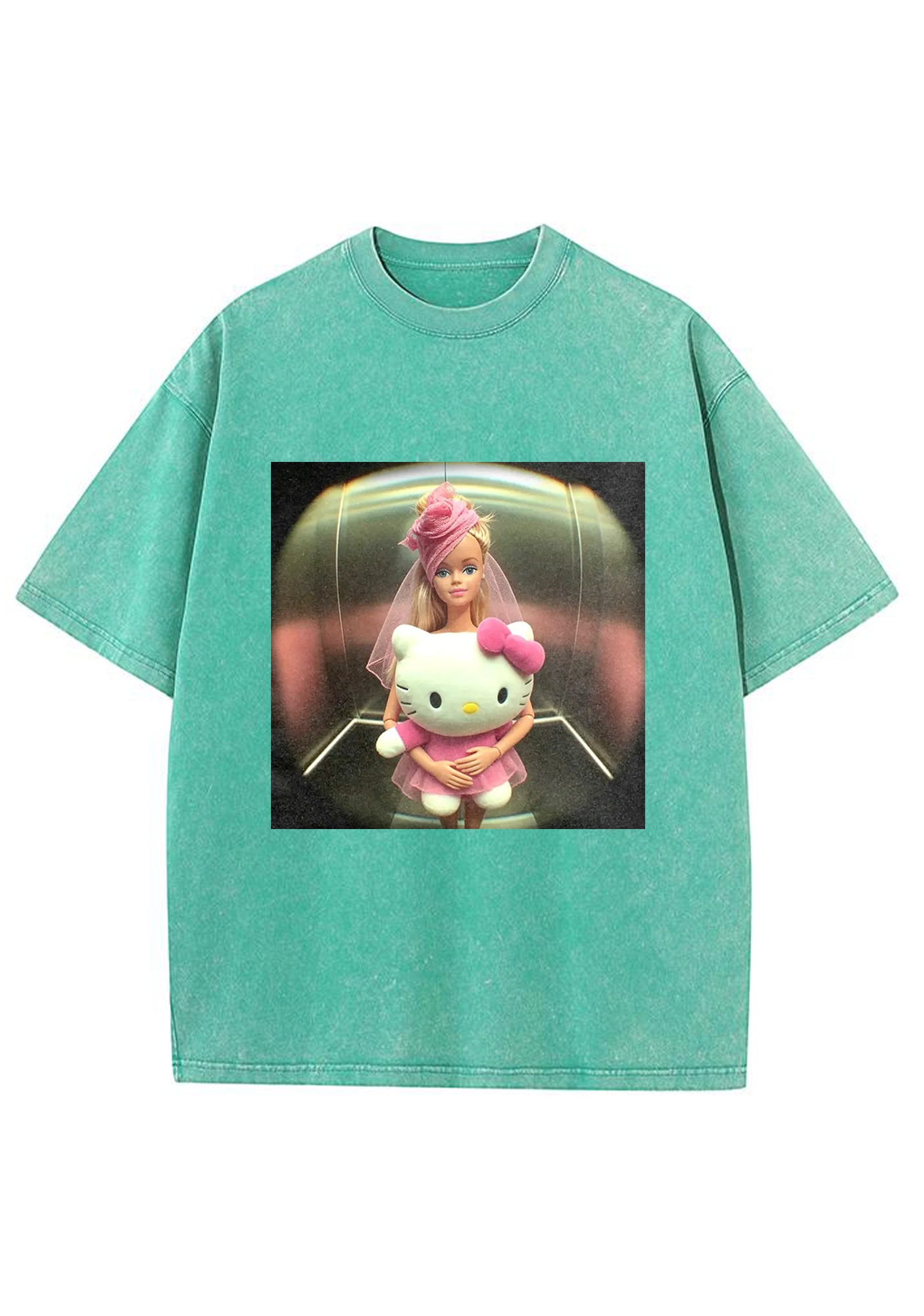 Vintage Barbie X HK Fisheye Print Y2K Washed Tee