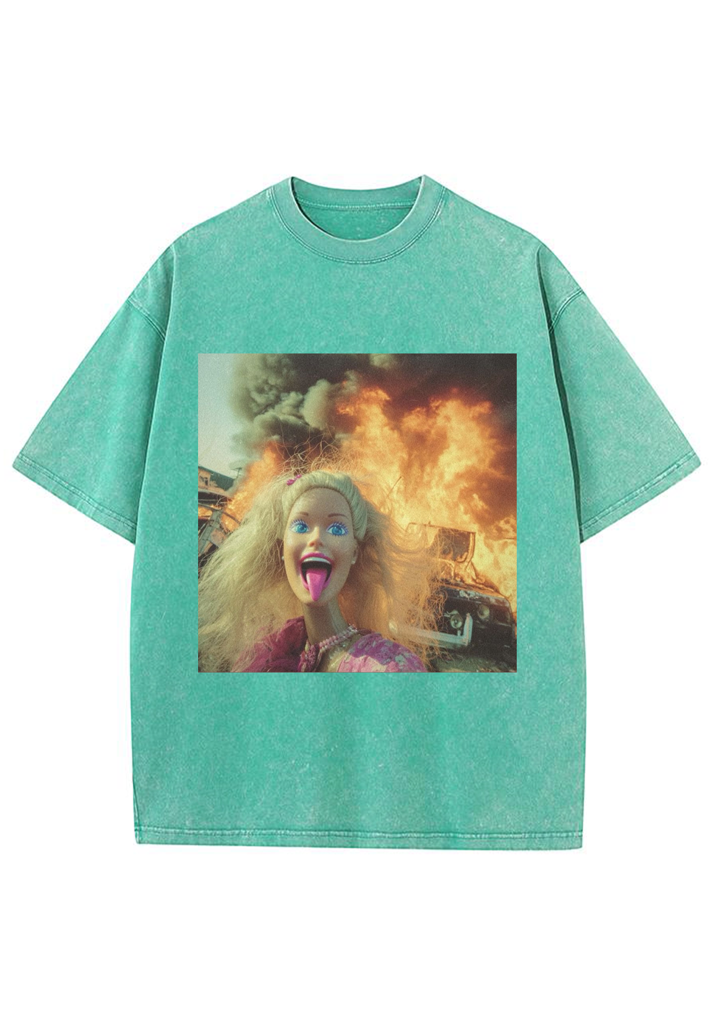 Fire Disaster Barbie Y2K Washed Tee
