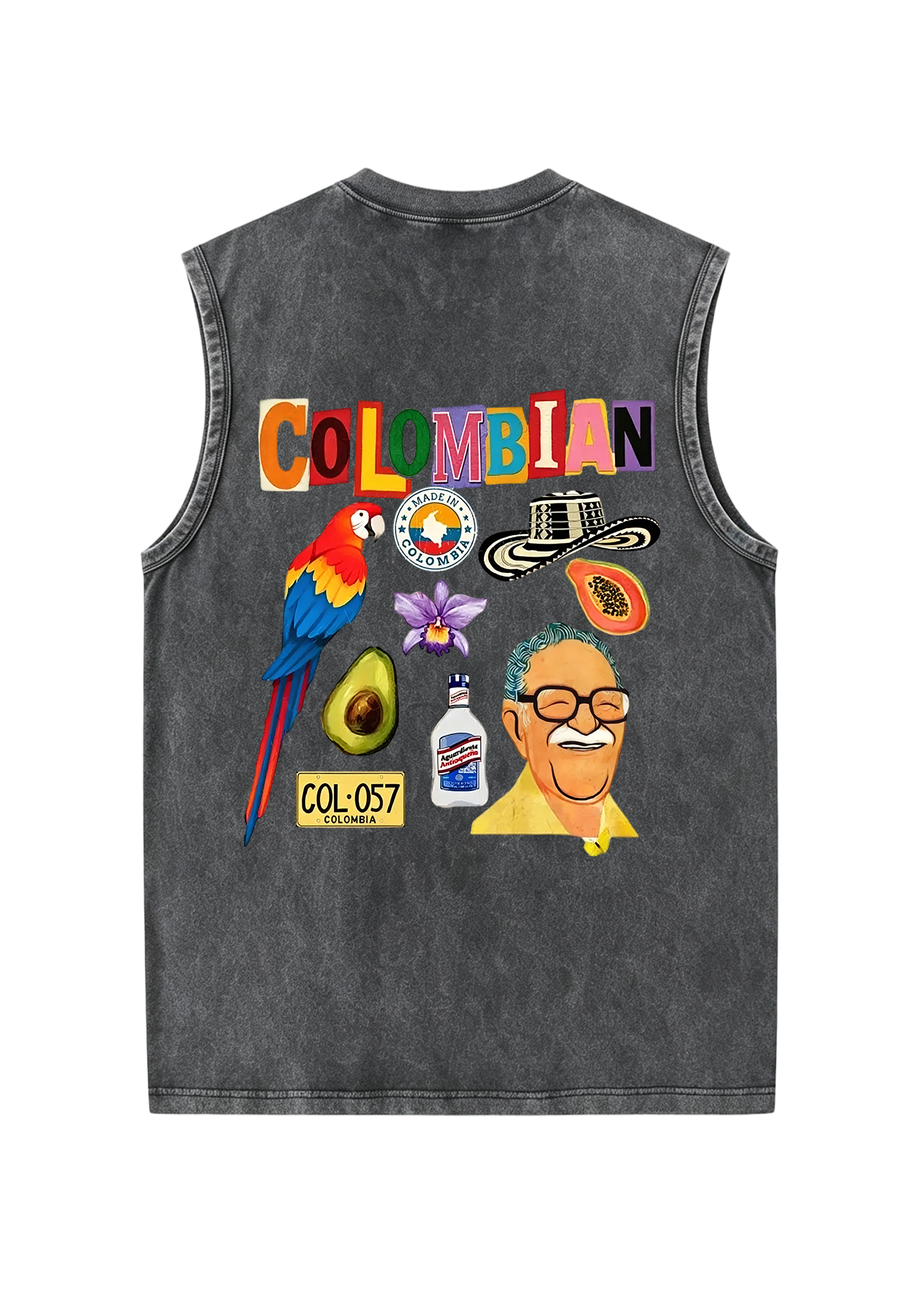 Colombian Culture Collage Graphic Washed Tank