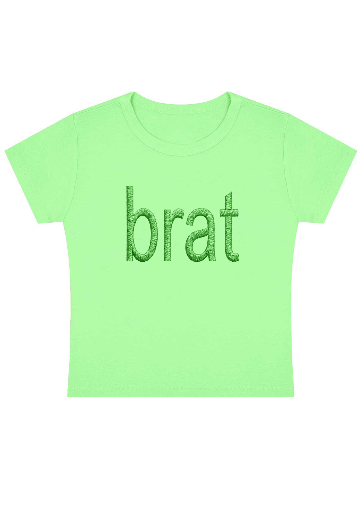 Embroidery Green Brat Y2K Baby Tee