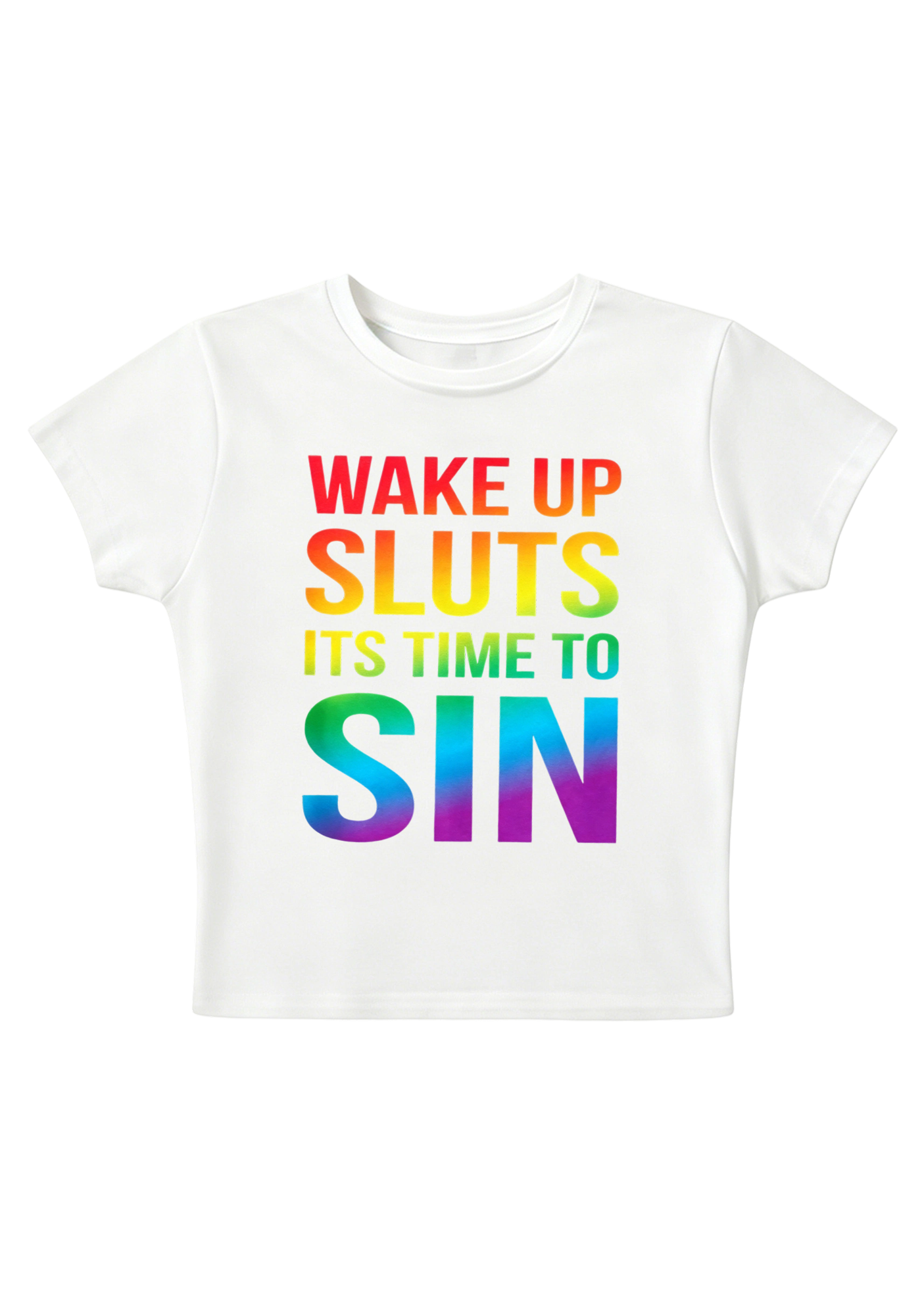 Wake Up Sluts Its Time To Sin Y2K Baby Tee