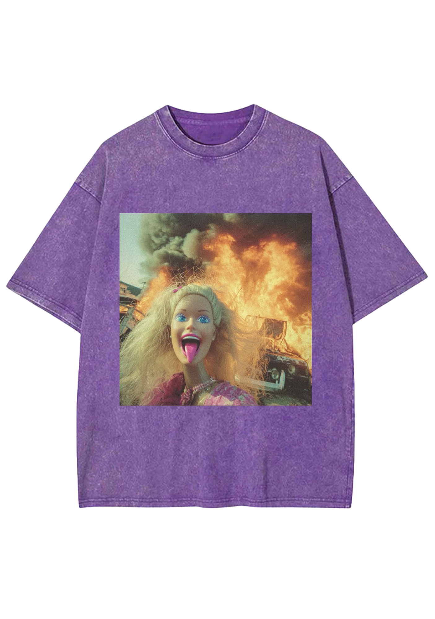Fire Disaster Barbie Y2K Washed Tee