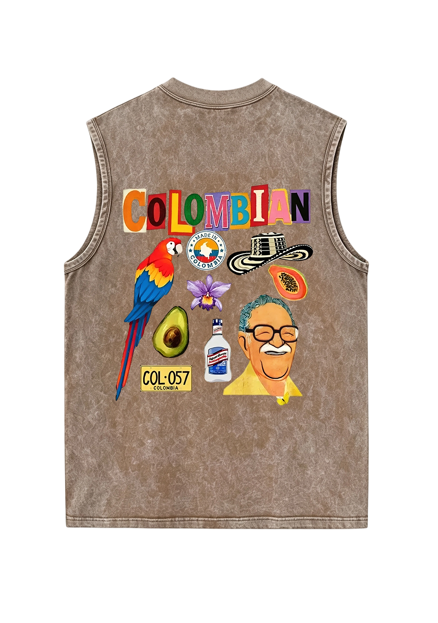 Colombian Culture Collage Graphic Washed Tank