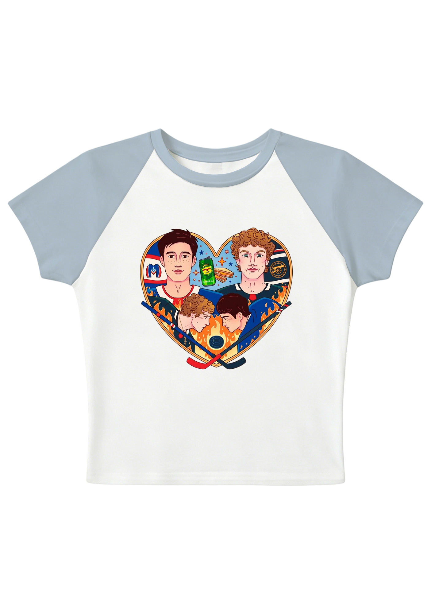 Hockey Boys Heart Graphic Y2K Baby Tee