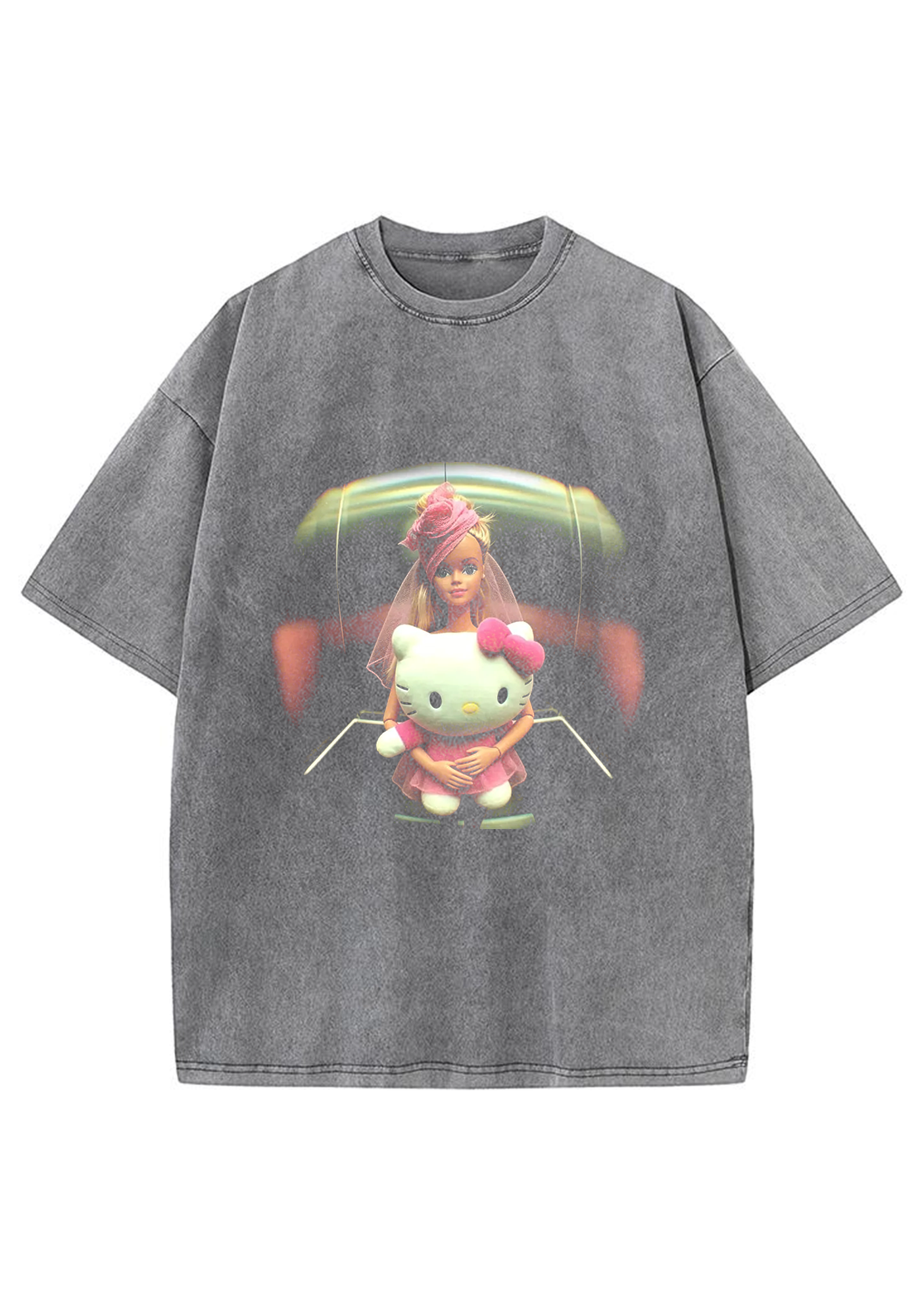 Vintage Barbie X HK Fisheye Print Y2K Washed Tee
