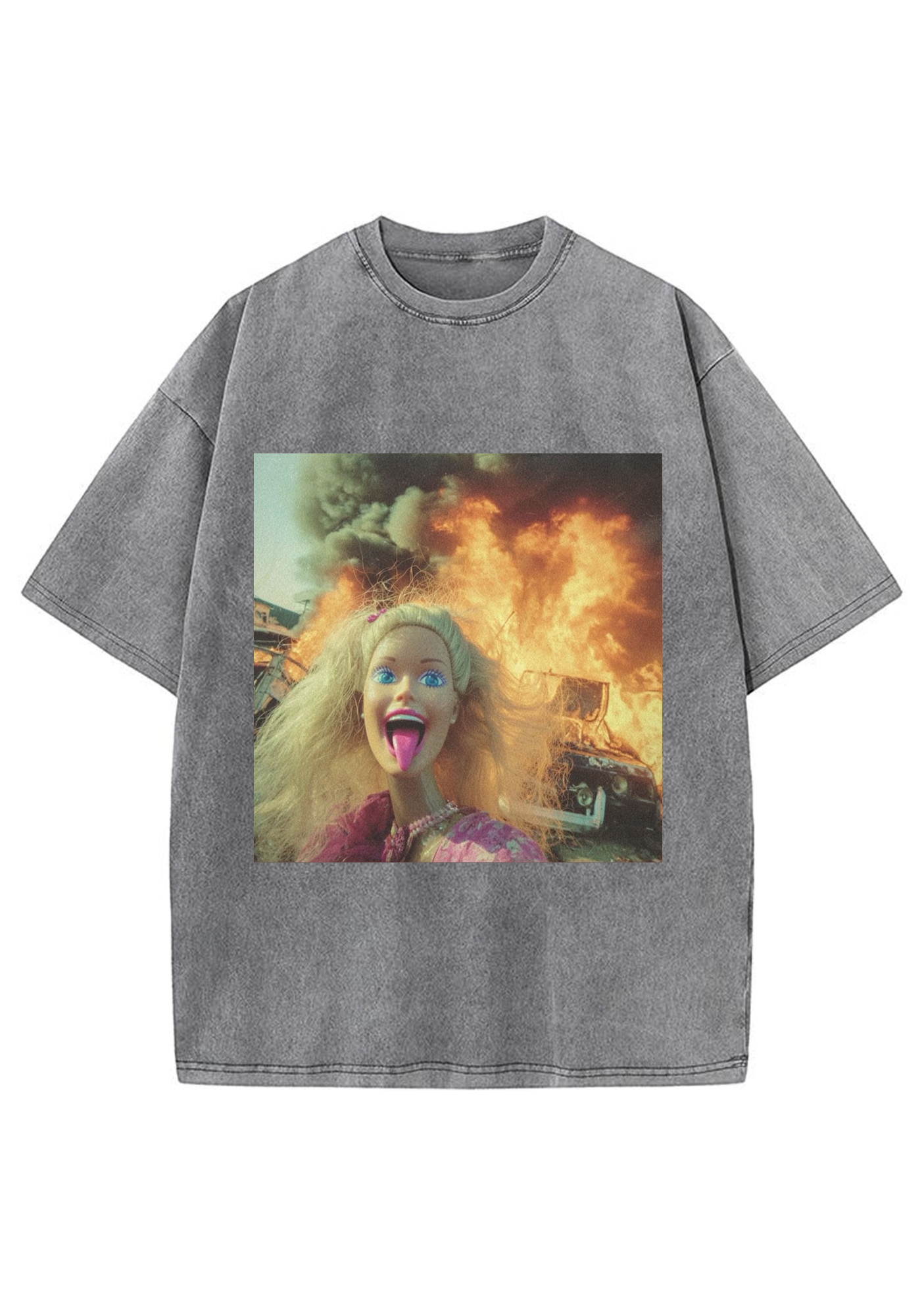 Fire Disaster Barbie Y2K Washed Tee