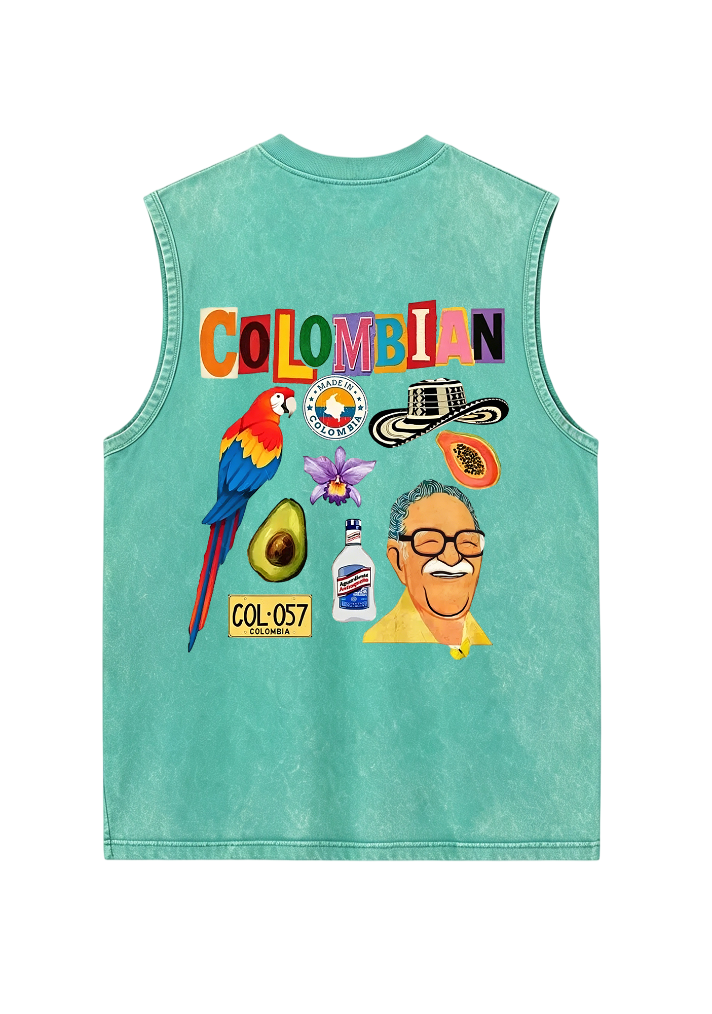 Colombian Culture Collage Graphic Washed Tank