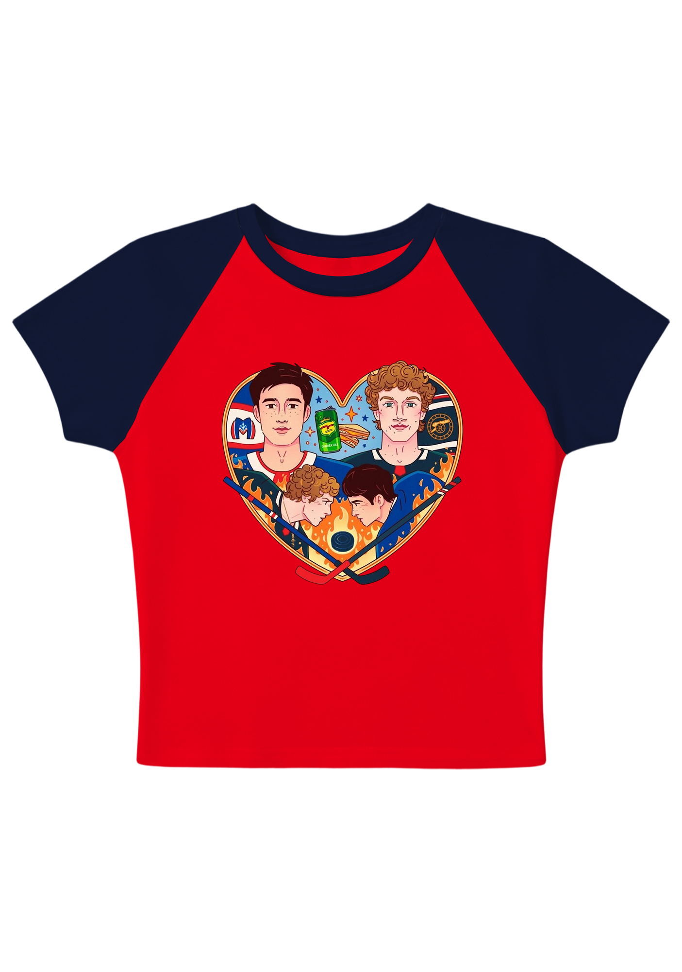 Hockey Boys Heart Graphic Y2K Baby Tee