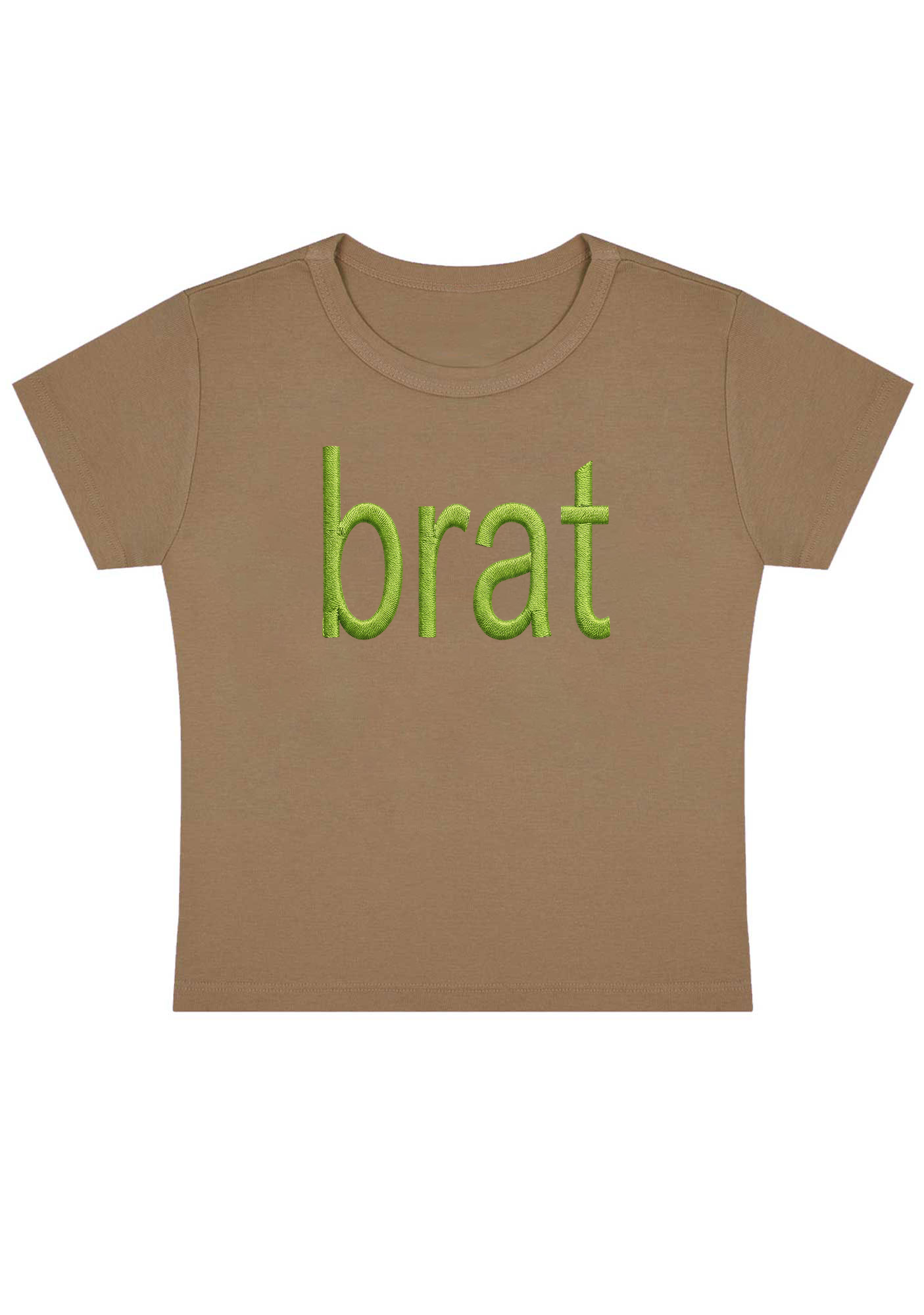 Embroidery Green Brat Y2K Baby Tee