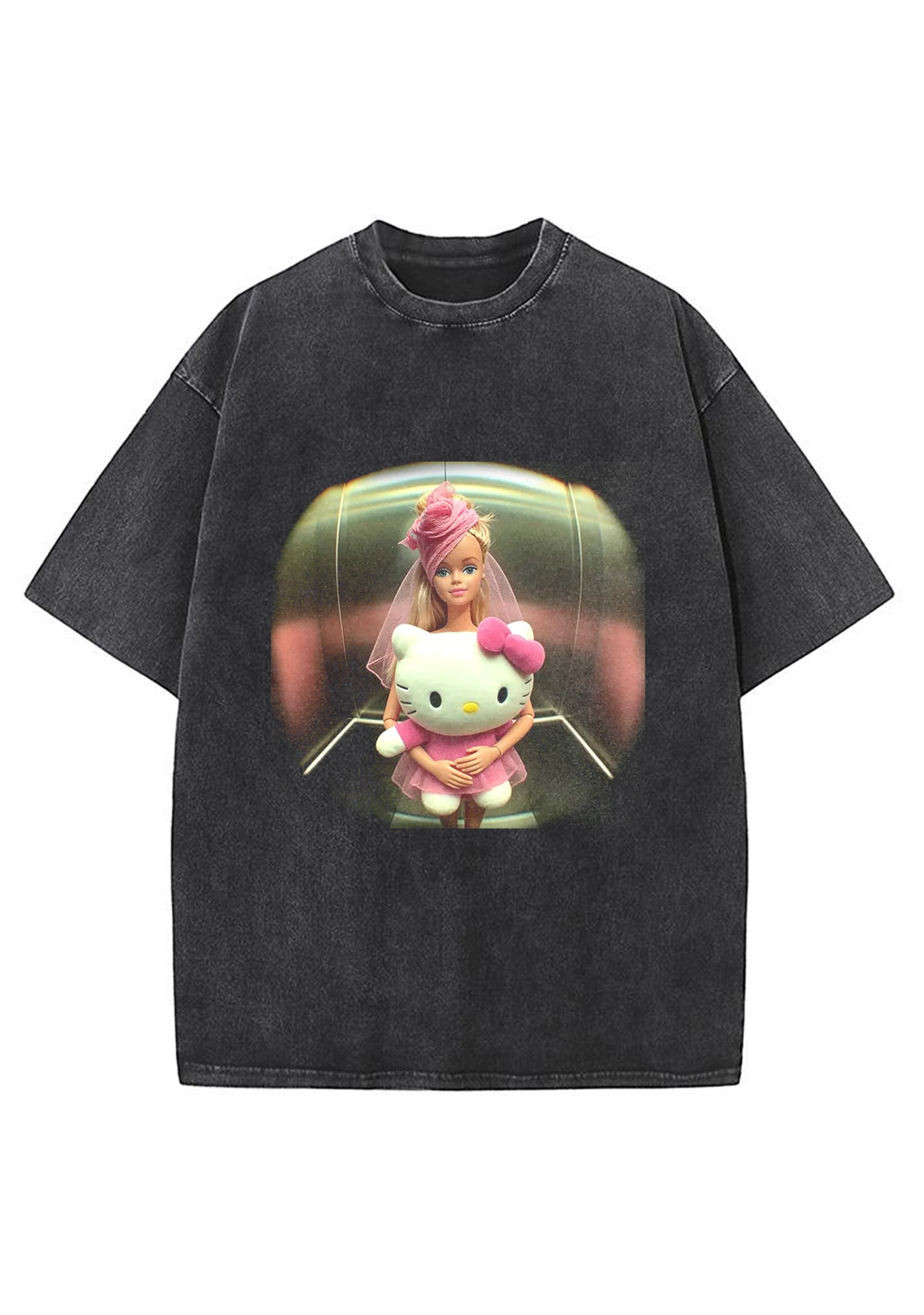 Vintage Barbie X HK Fisheye Print Y2K Washed Tee