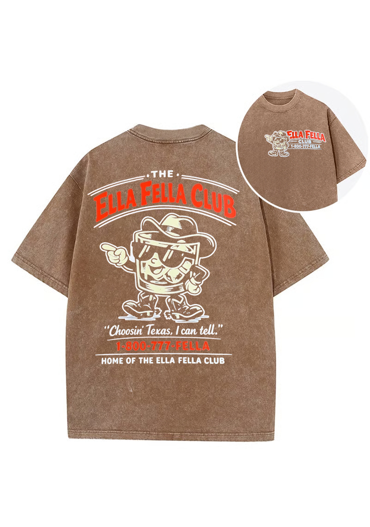 The Ella Fella Club Retro Texas Cartoon Y2K Washed Tee