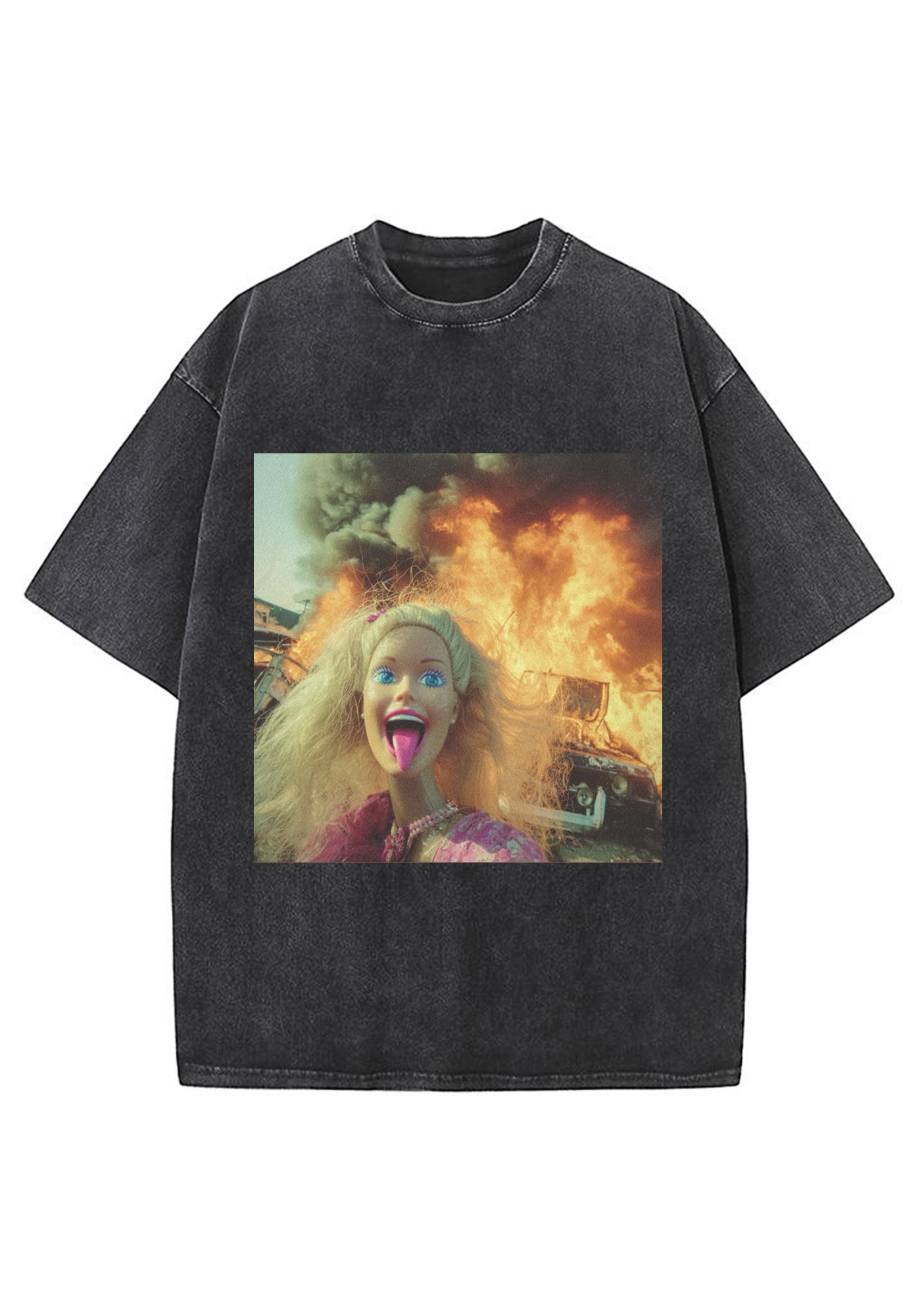 Fire Disaster Barbie Y2K Washed Tee