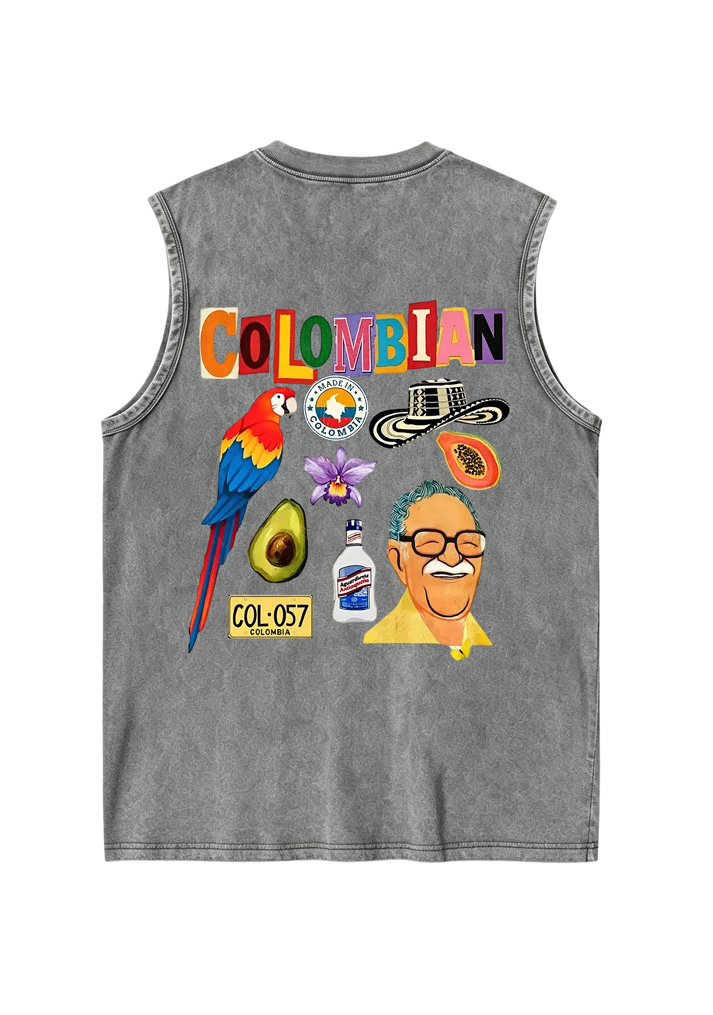 Colombian Culture Collage Graphic Washed Tank