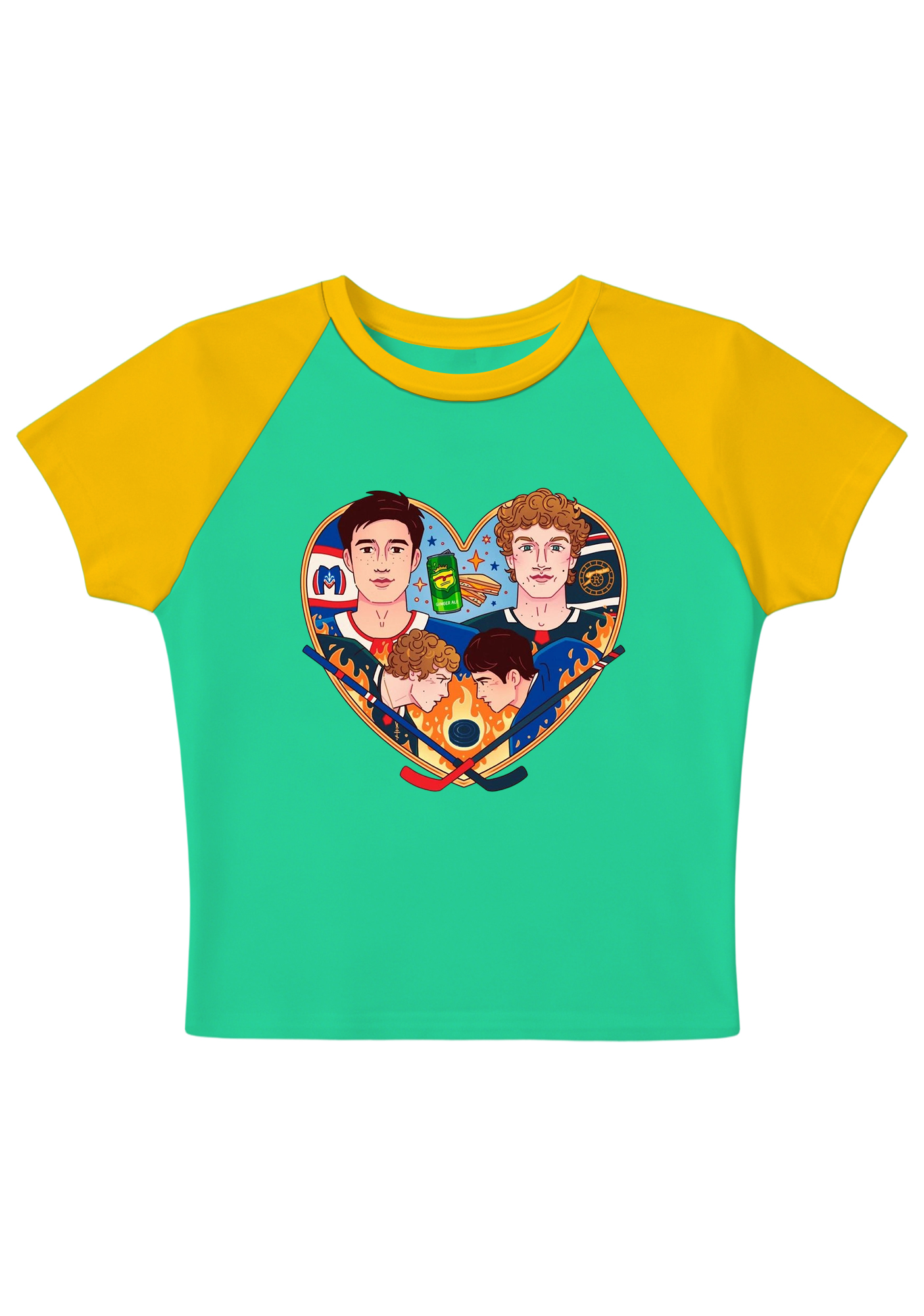 Hockey Boys Heart Graphic Y2K Baby Tee