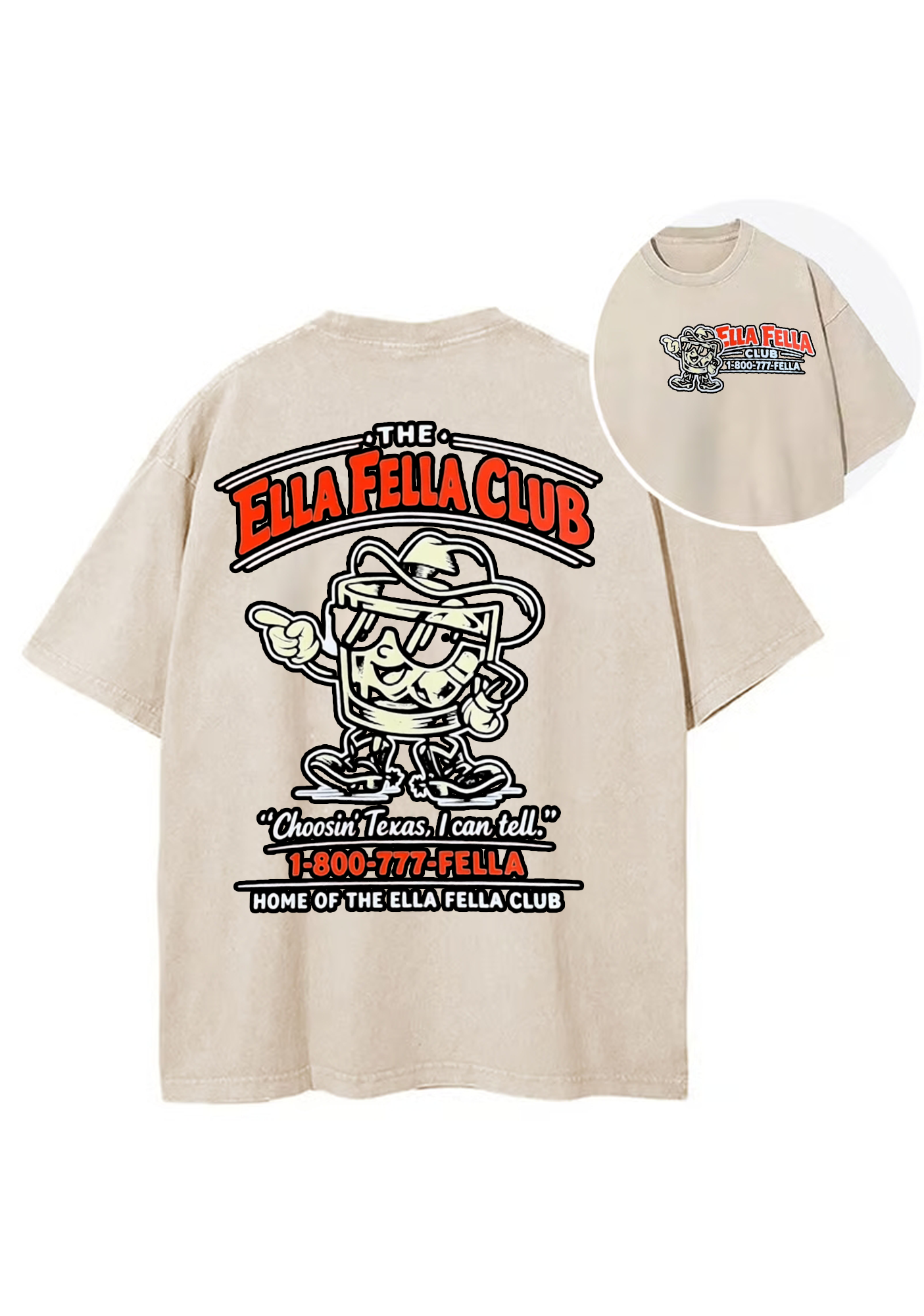 The Ella Fella Club Retro Texas Cartoon Y2K Washed Tee