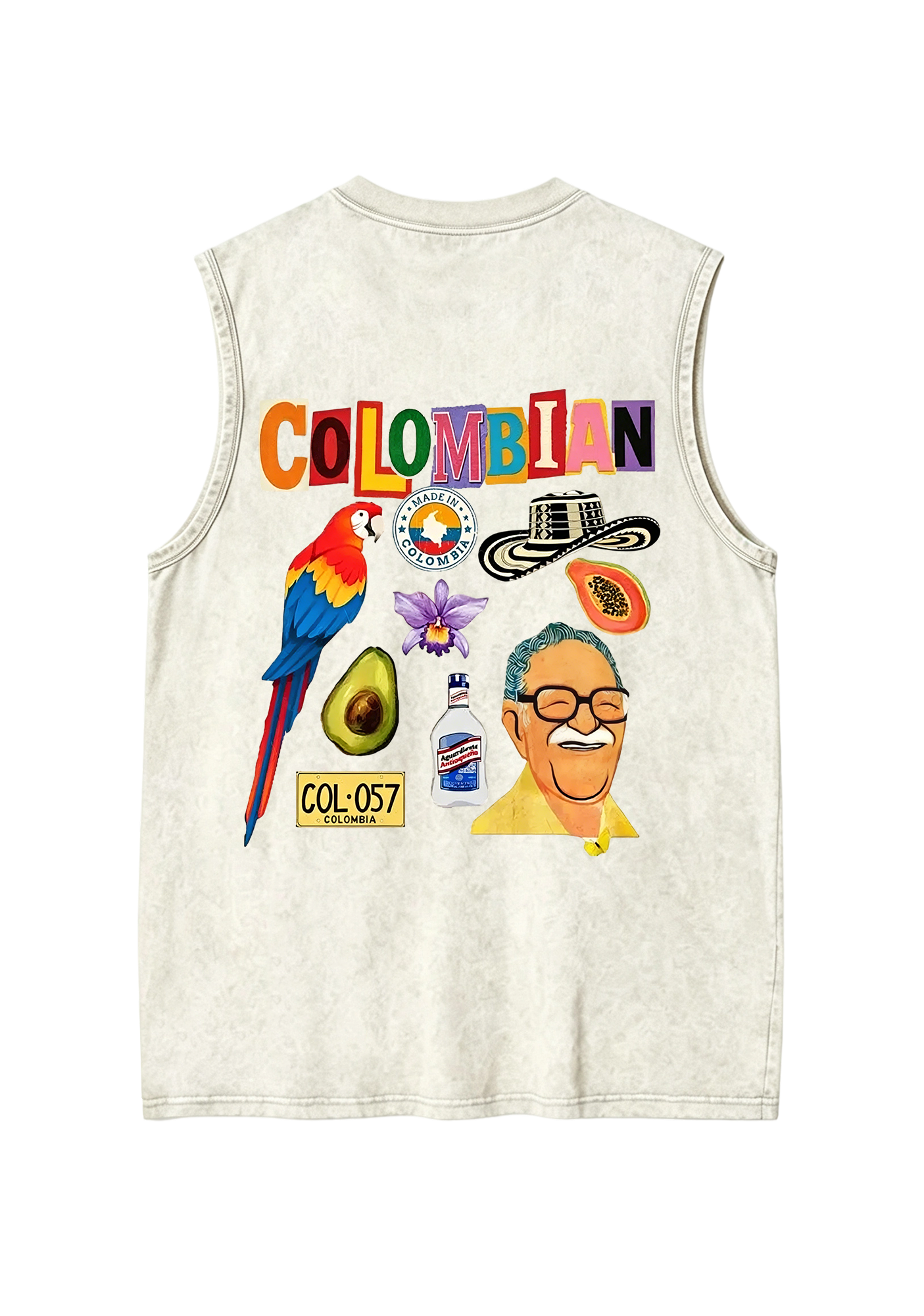 Colombian Culture Collage Graphic Washed Tank