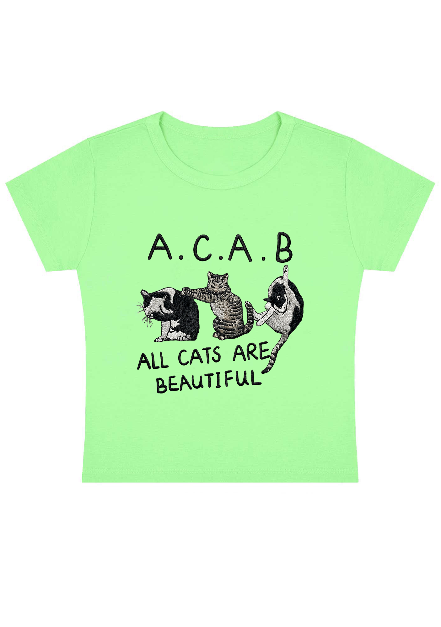 All Cats Are Beautiful Embroidery Y2K Baby Tee