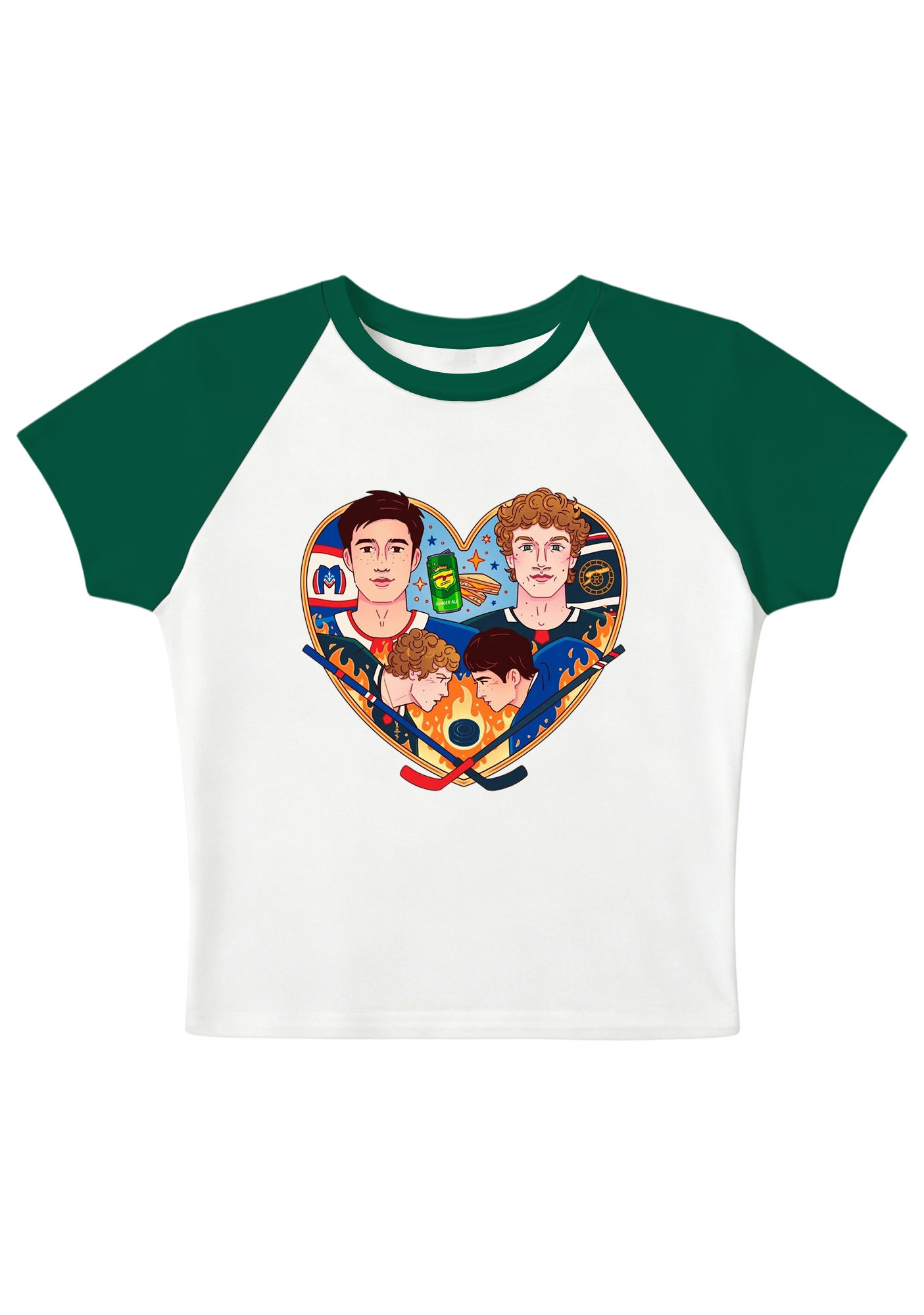 Hockey Boys Heart Graphic Y2K Baby Tee