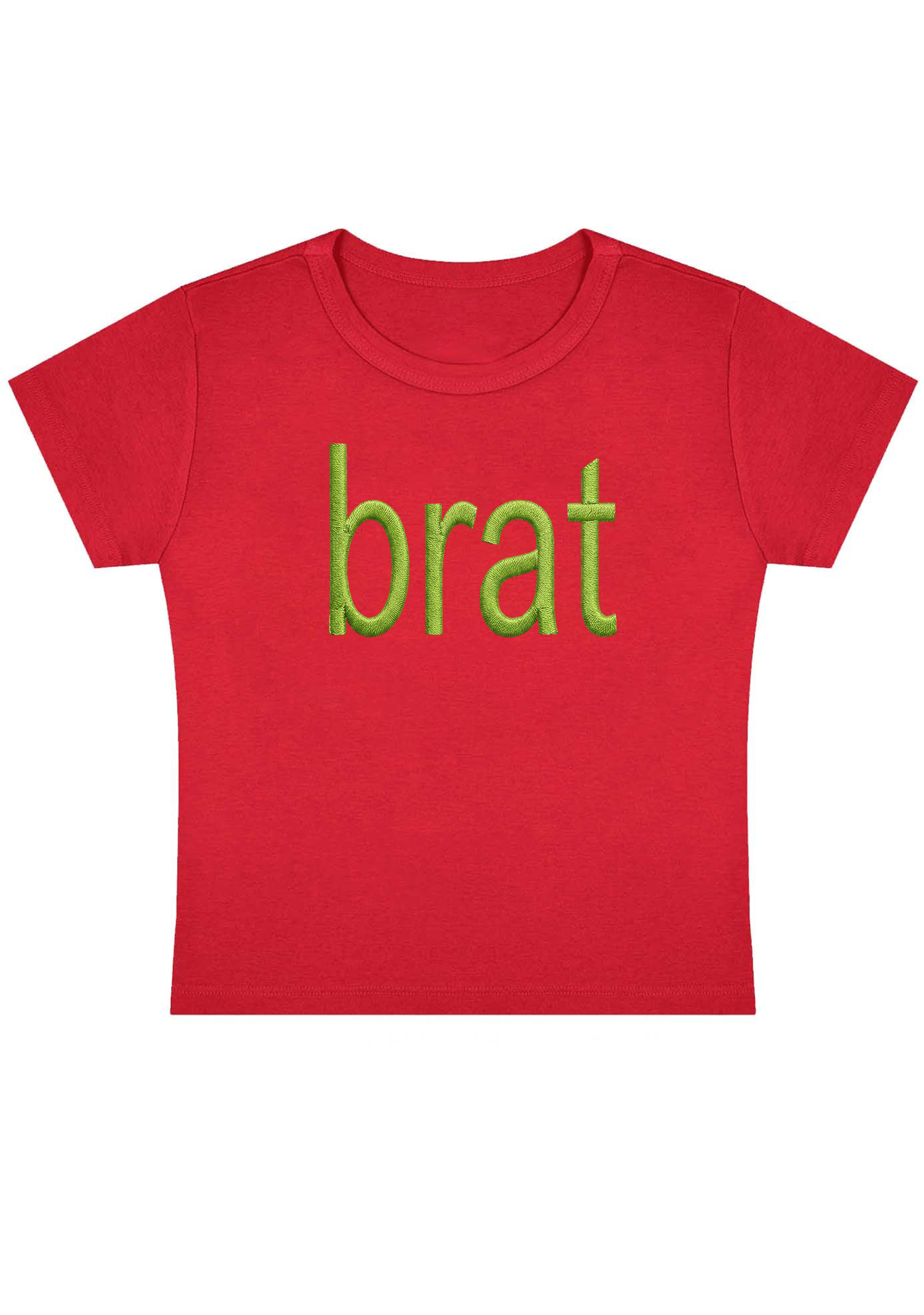 Embroidery Green Brat Y2K Baby Tee